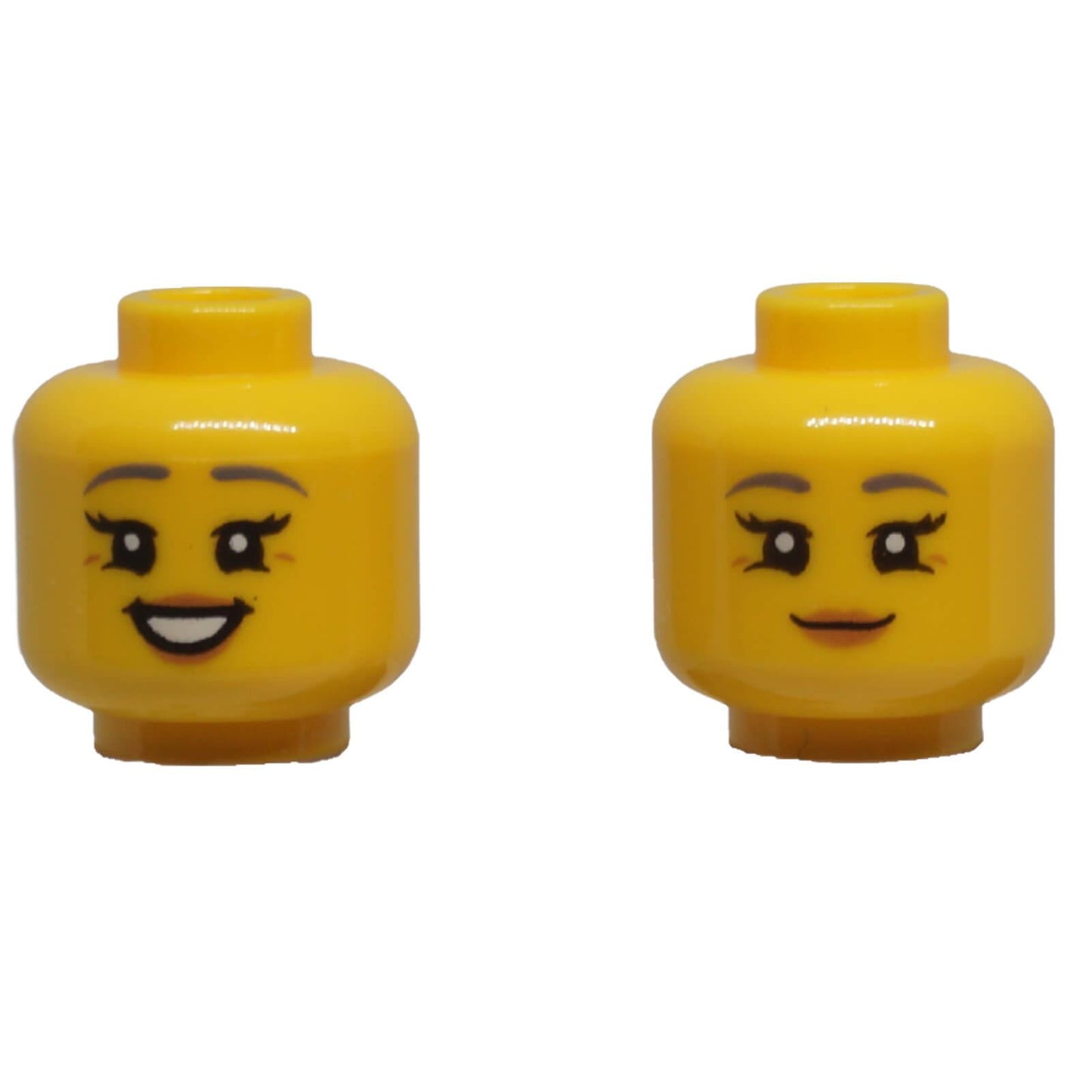LEGO® Dual-Sided Female Minifigure Head 3626pb2964 with Grin and Open-Mouth Smile