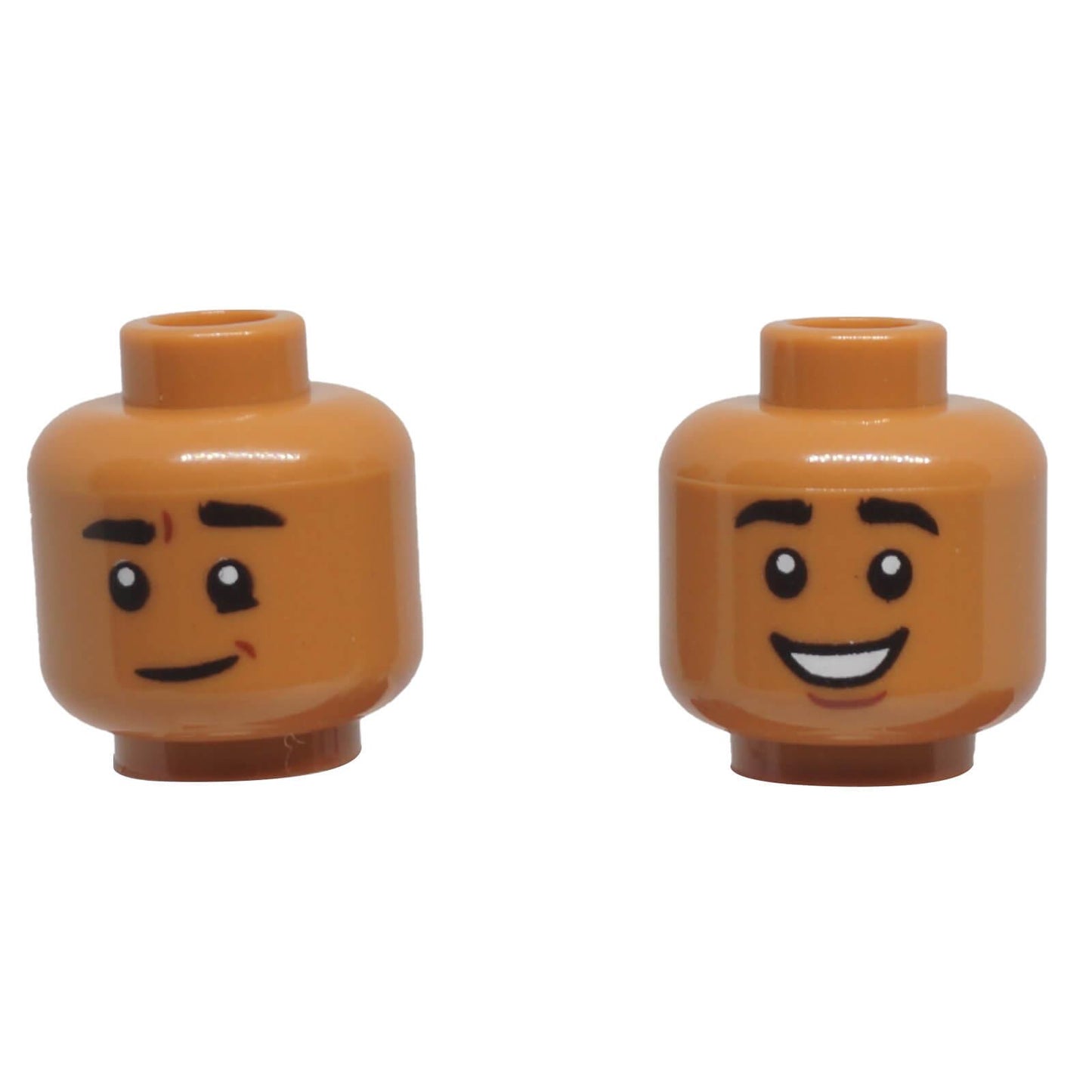 LEGO® Dual-Sided Male Minifigure Head 3626pb2831 with Lopsided Grin and Open-Mouth Smile