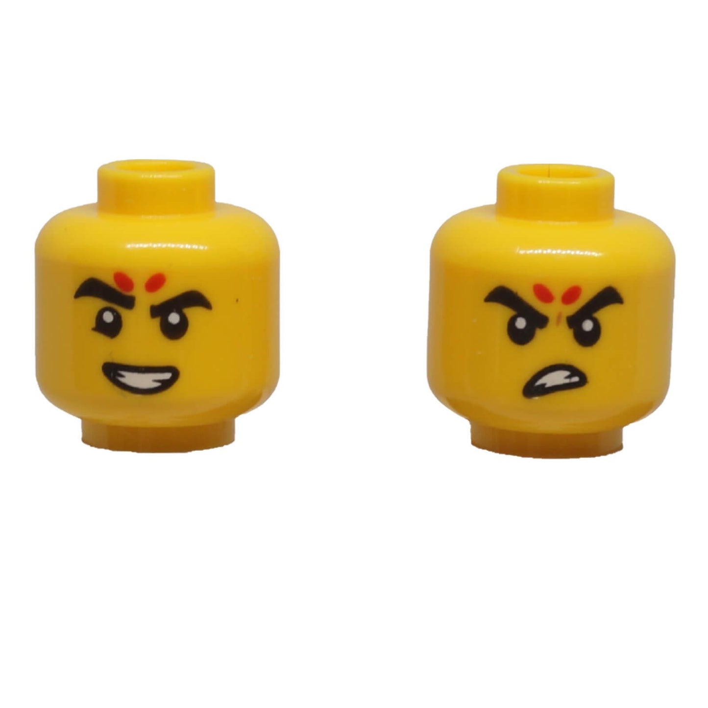 LEGO dual-sided minifigure head with red forehead markings smiling and angry expressions 3626pb3630