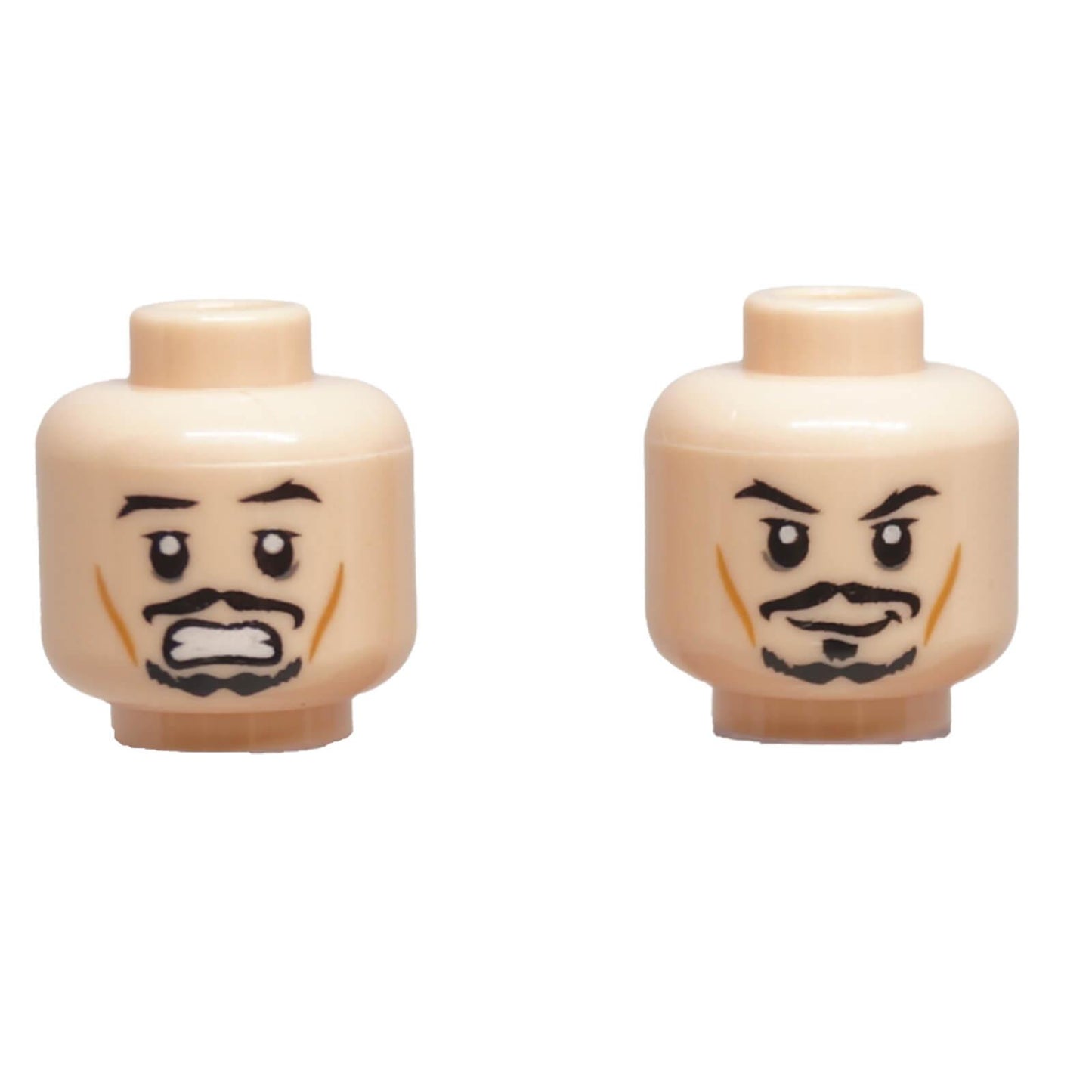 LEGO® Dual-Sided Minifigure Head 3626pb0559 with Moustache Goatee and Two Expressions
