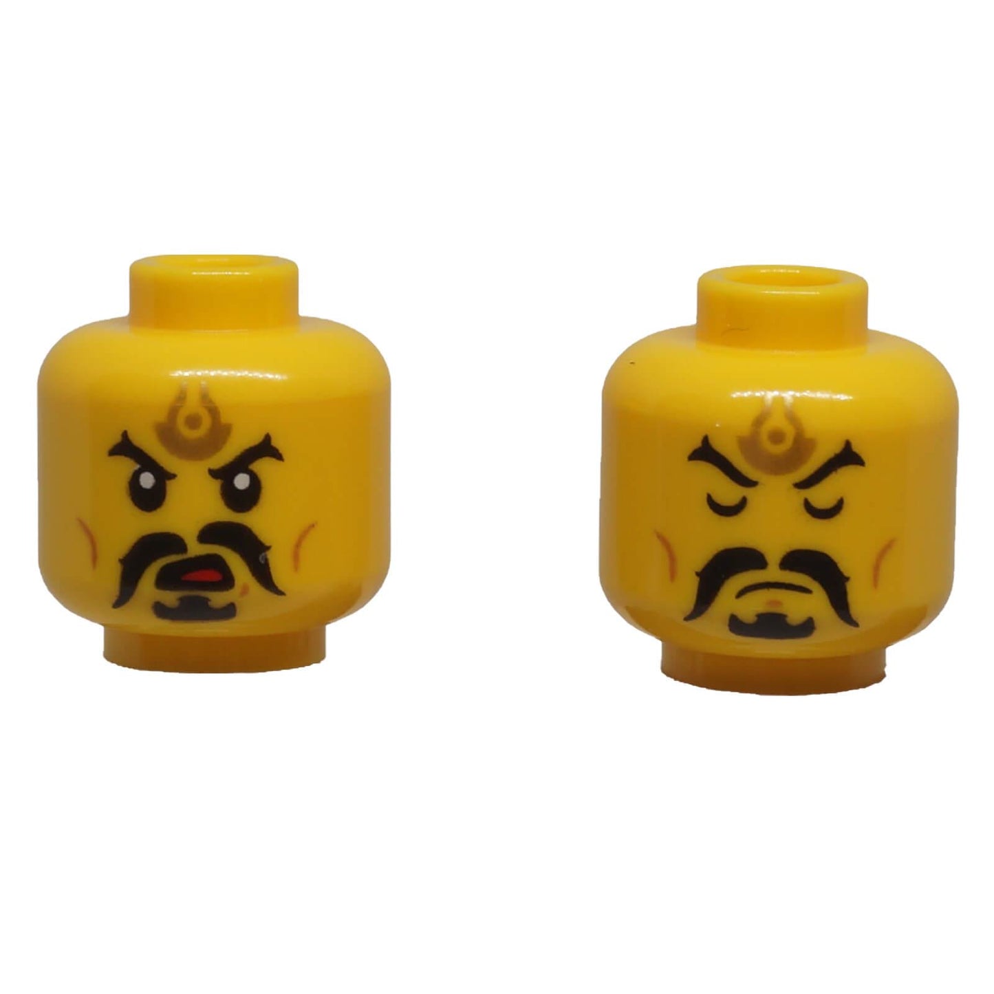 LEGO dual-sided minifigure head with gold forehead tattoo moustache and goatee 3626pb3621