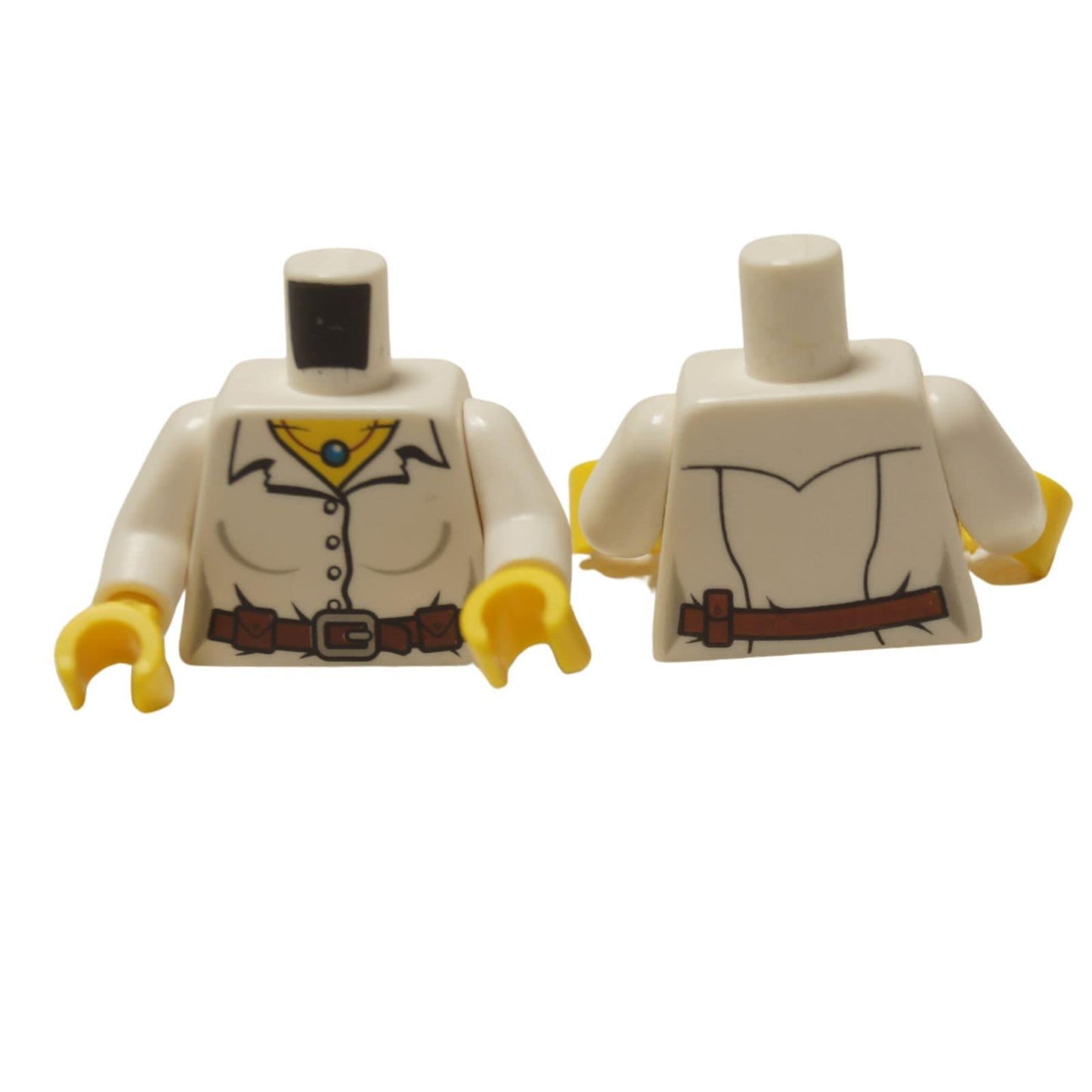 LEGO® Female Adventurer Torso (973pb0835c01), showing the detailed white shirt with a utility belt and necklace.