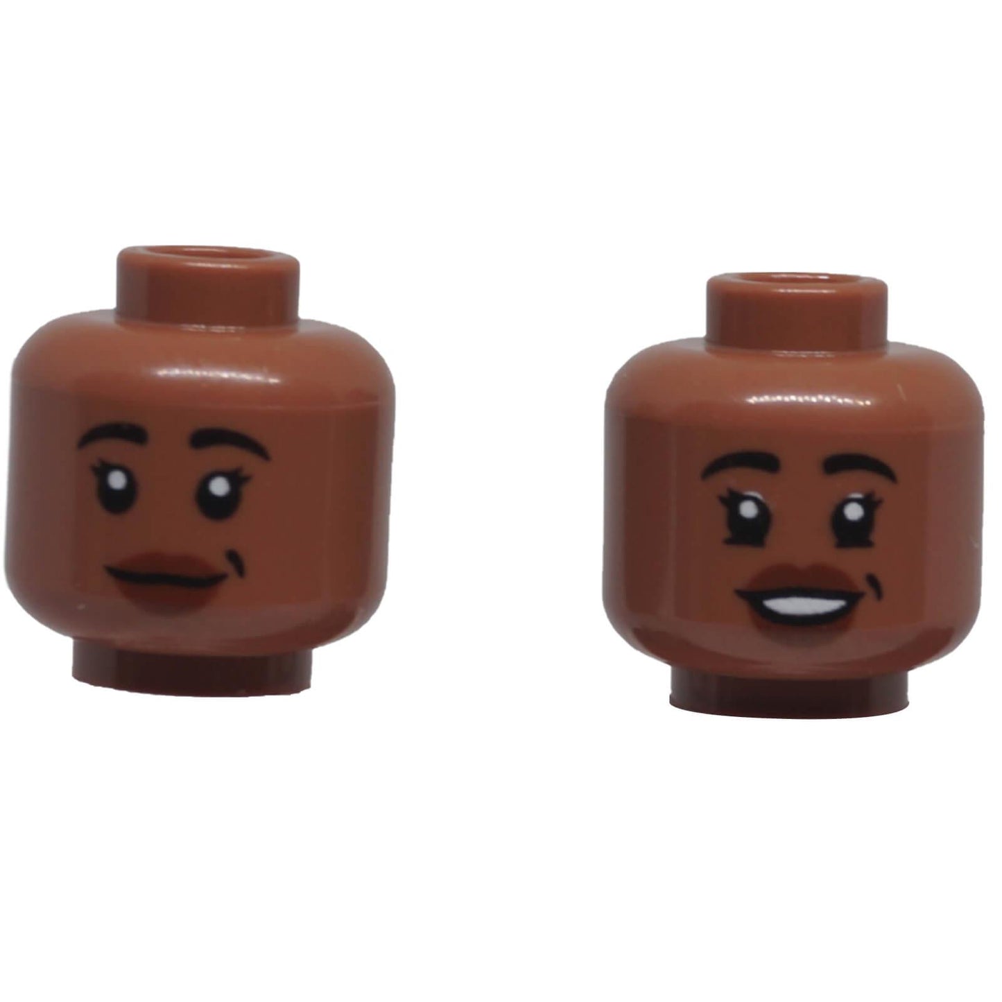 LEGO® female dual-sided brown minifigure head 3626pb3382 with two smiling expressions