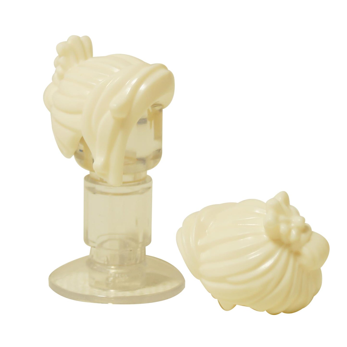 LEGO® female minifigure hair with clipped-up ponytail in white, molded hairstyle hair piece