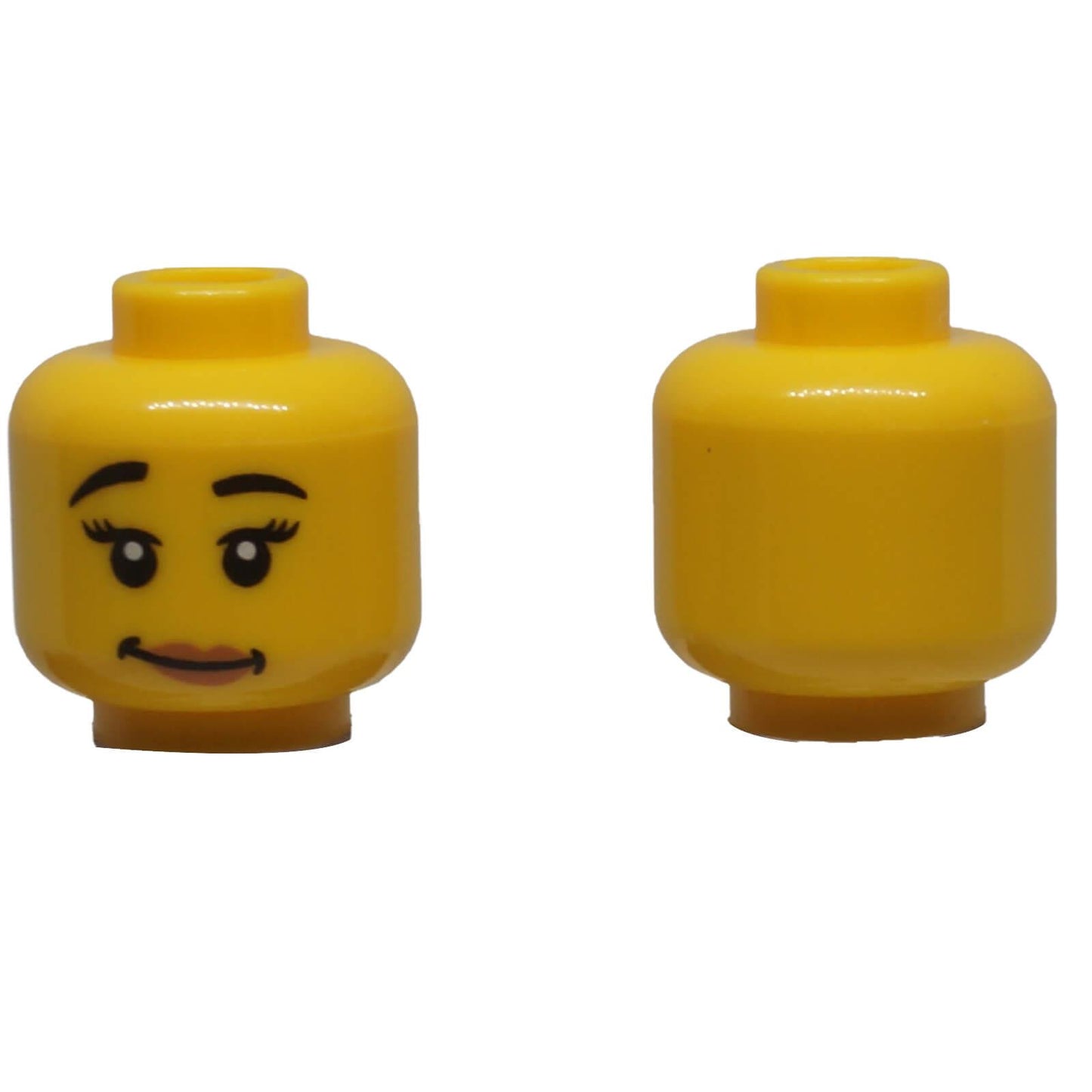 LEGO® female minifigure head 3626pb2664 with raised eyebrows and lopsided grin