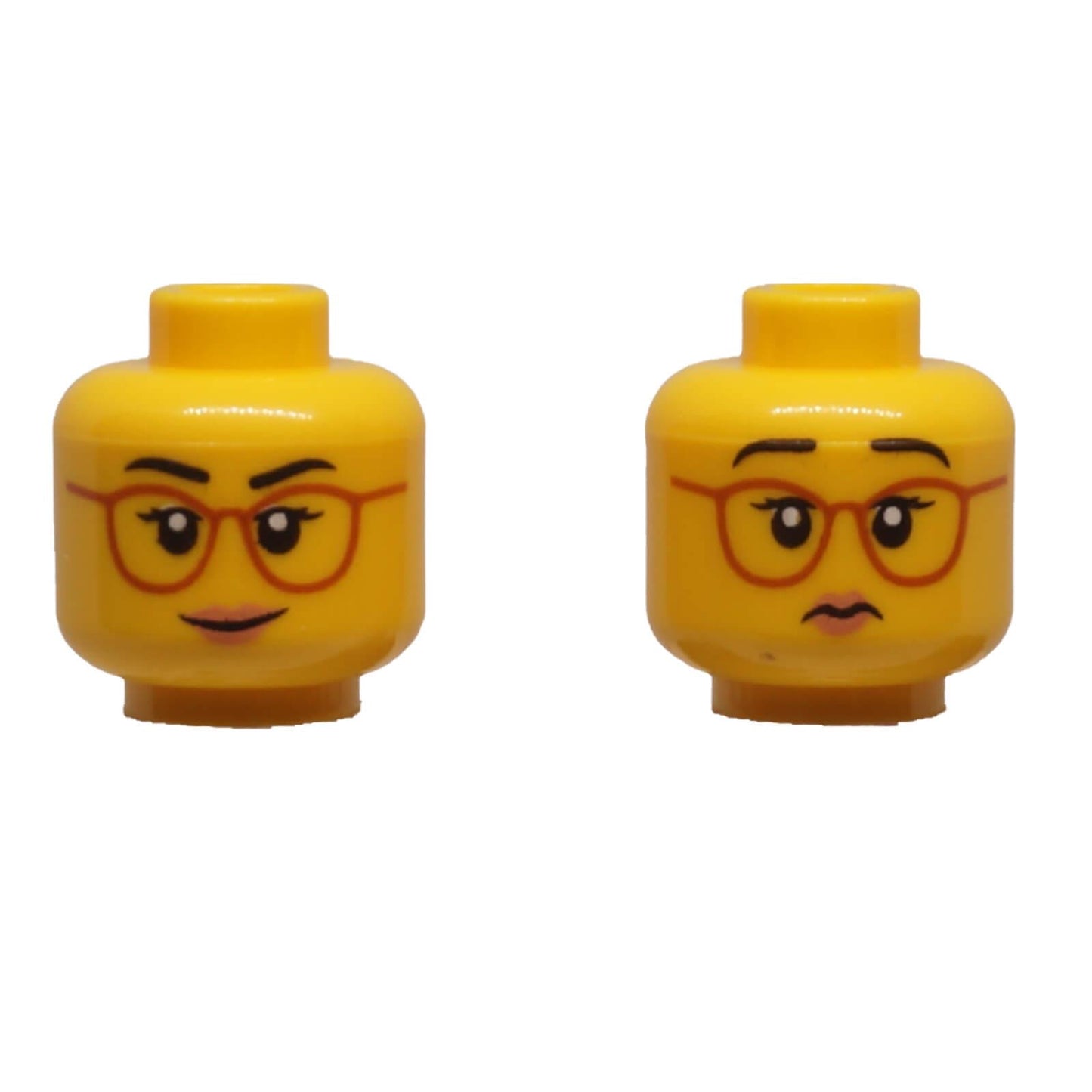 LEGO® Female Head 3626pb3082 with Dark Orange Glasses and Dual Expressions
