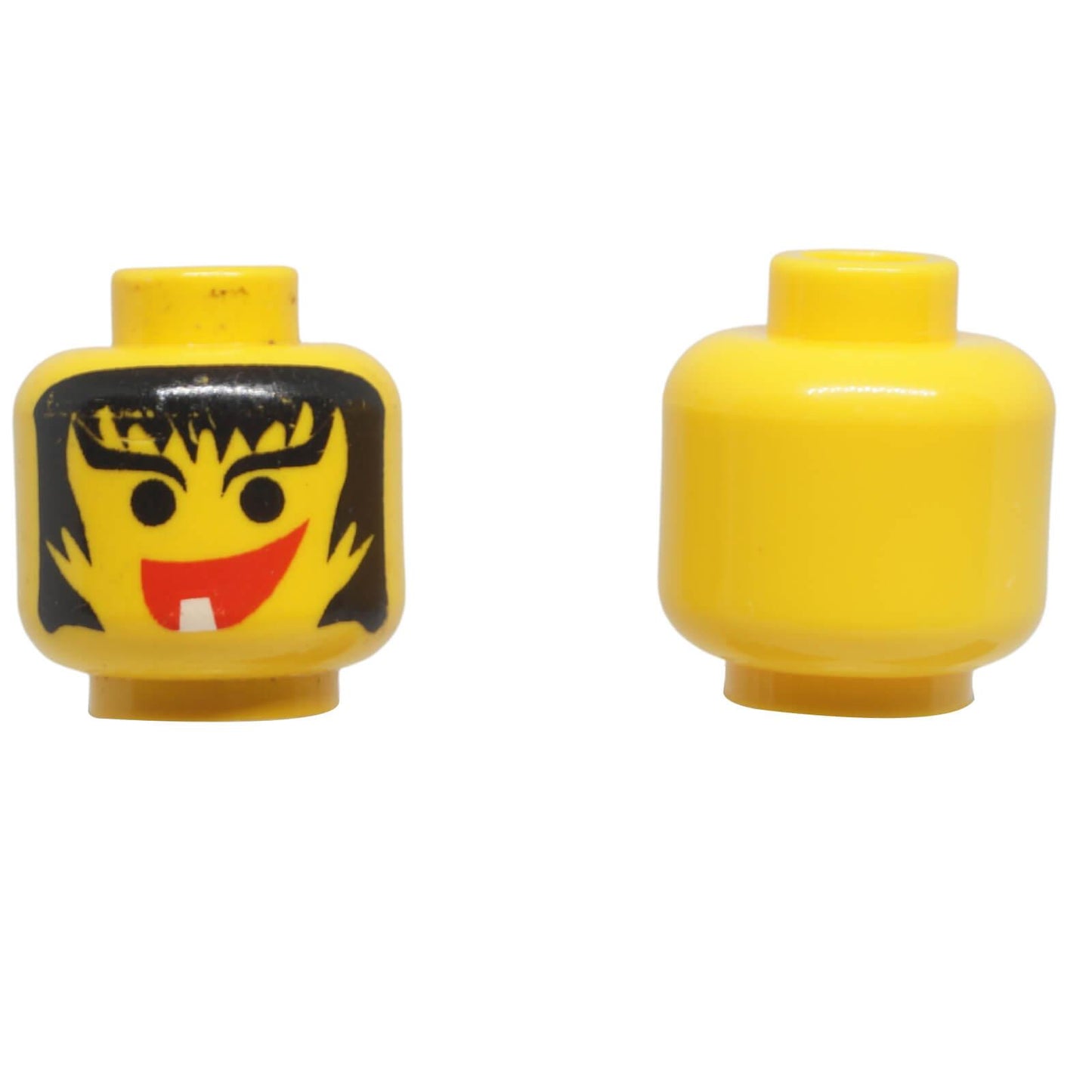 LEGO® female minifigure head 3626px20 with hair-framed face print and tooth smile expression