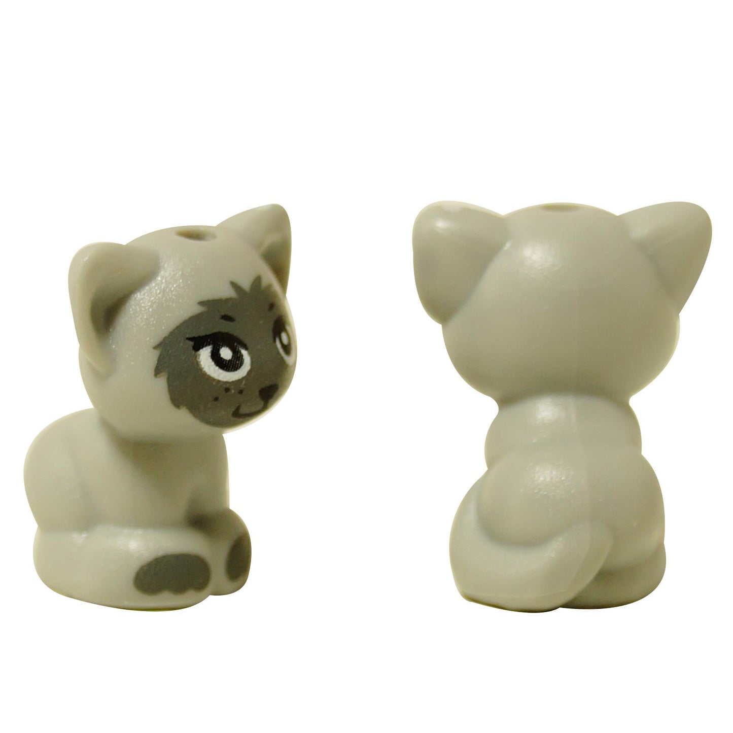 LEGO® Friends baby kitten cat figure with gray paws, light tan molded cat accessory with printed face