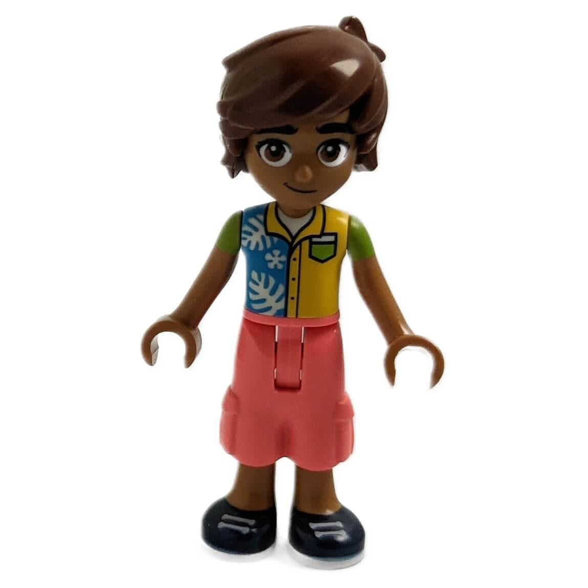 LEGO Friends Leo minifigure with leaf pattern shirt and coral trousers
