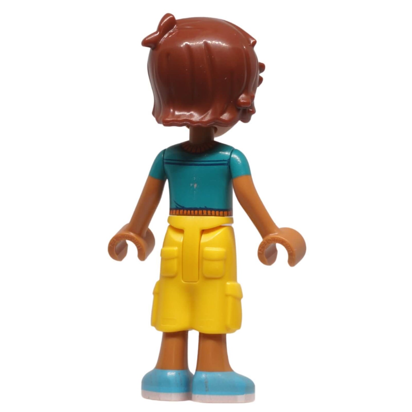 LEGO Friends Leo minifigure frnd0778 turquoise jacket yellow trousers, back view