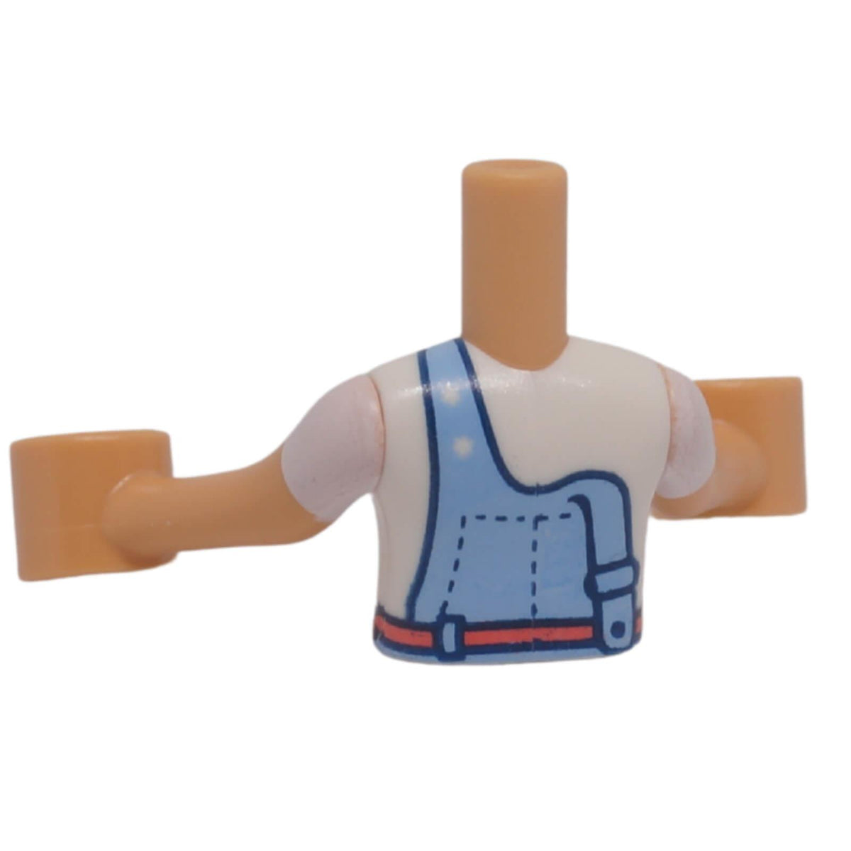 LEGO® FTGpb405c01 mini-doll girl torso with bright light blue overalls and white shirt back view