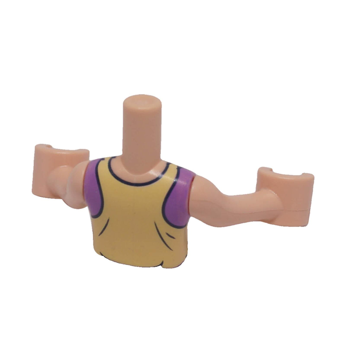 LEGO® FTGpb451c01 mini-doll girl torso with bright light yellow tank top and medium lavender details back view