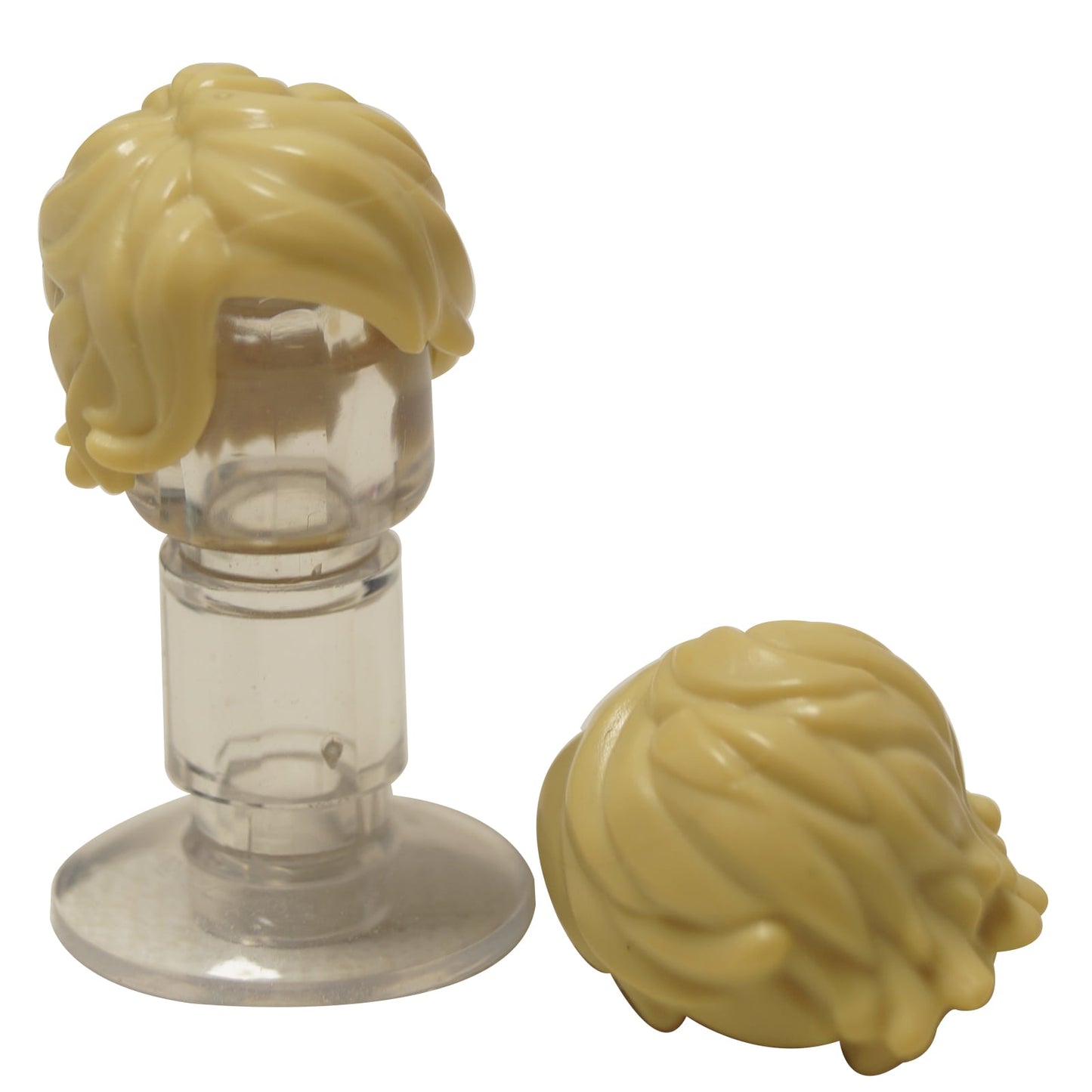 LEGO® pieza de cabello de minifigura, media longitud despeinada con parte lateral en marrón claro.
