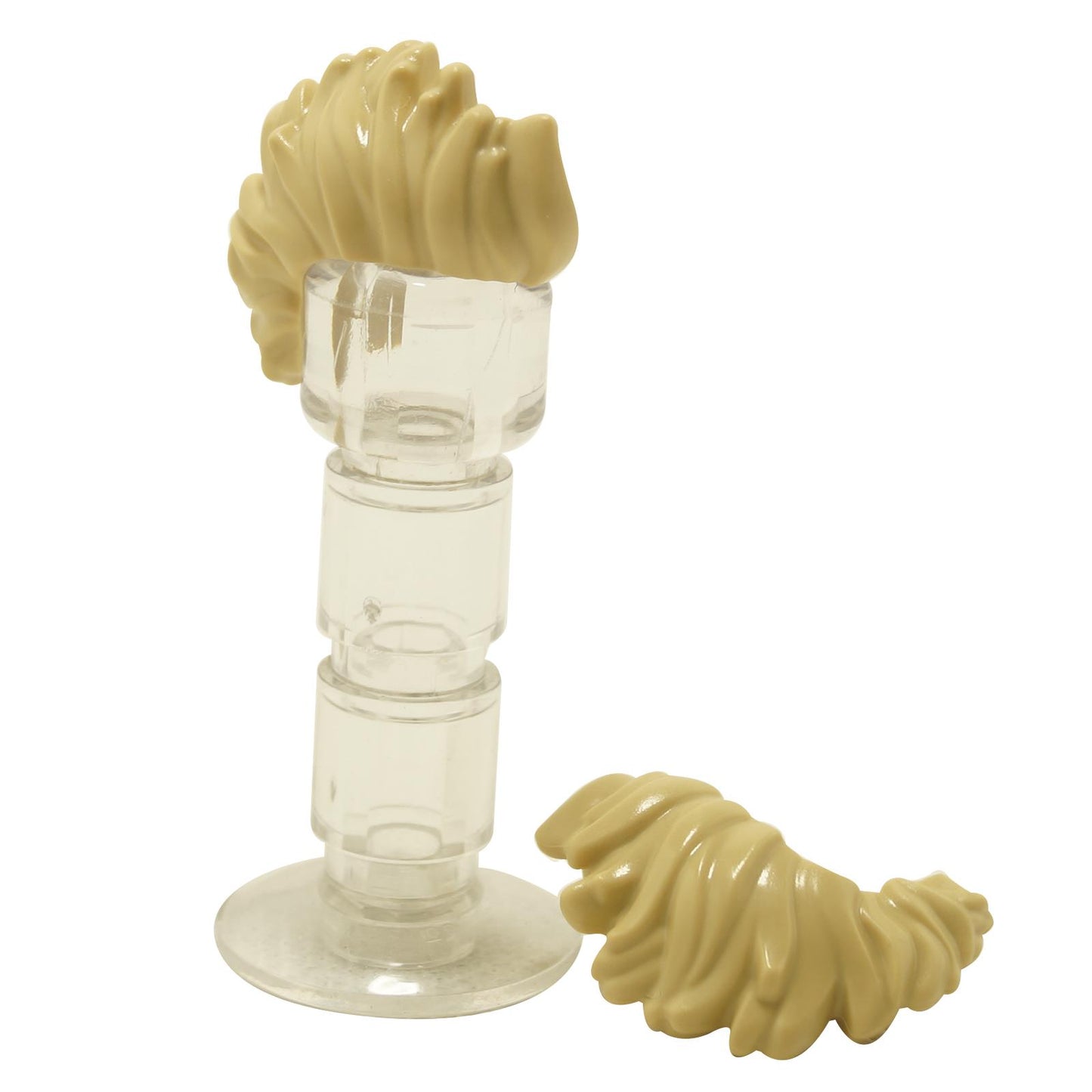 LEGO Hair Mohawk Wide and Wavy 3758 punk hairstyle part side view tan