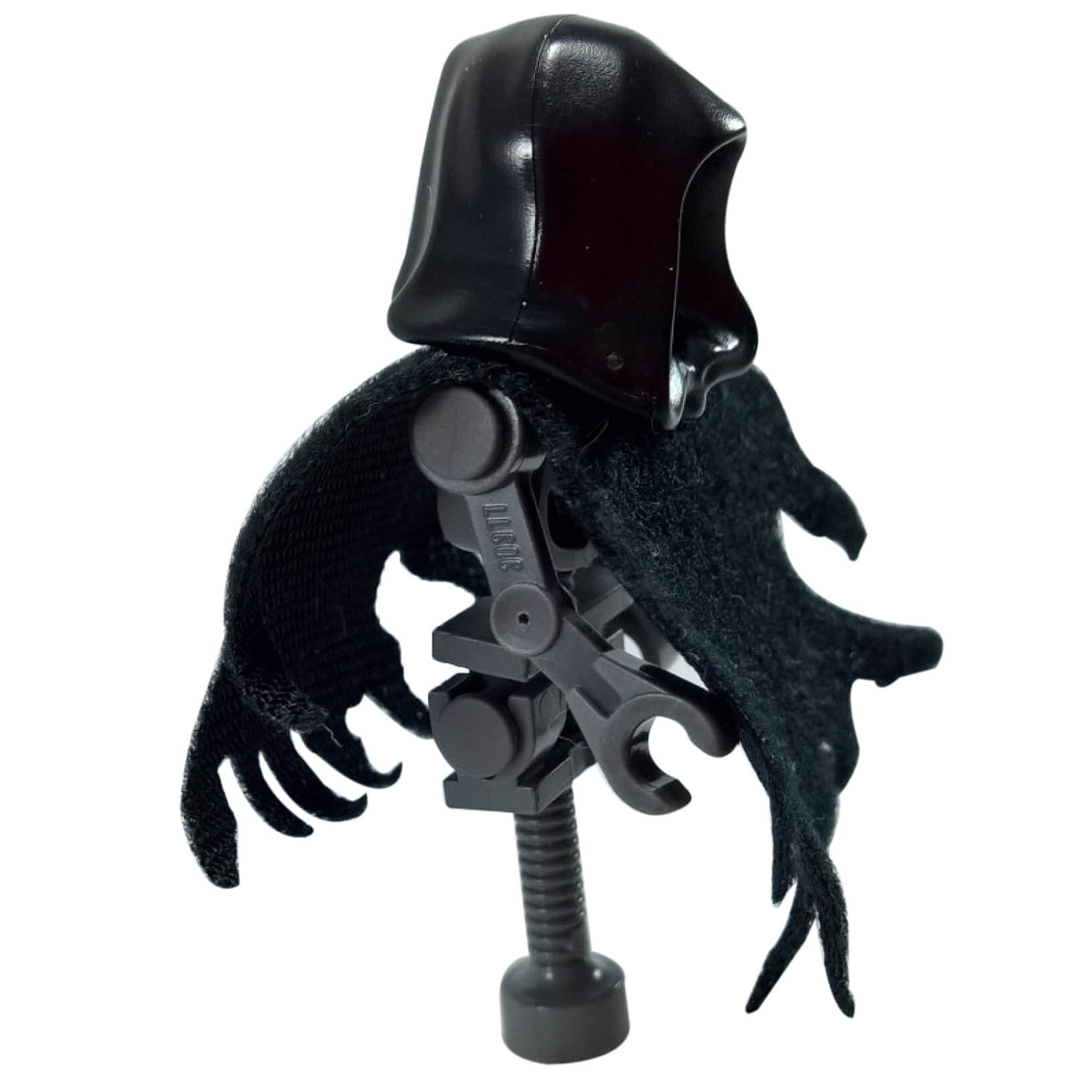LEGO® Harry Potter Dementor hp101 minifigure with black hood, tattered black cloak and Dark Bluish Gray skeletal body side
