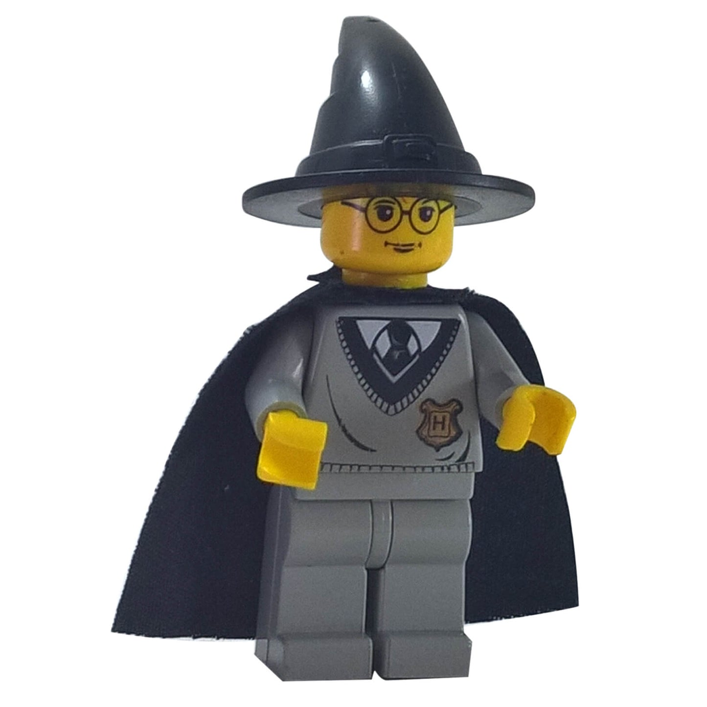 LEGO® Harry Potter Minifigure hp035 with Hogwarts Sweater Light Gray Legs Black Wizard Hat and Black Cape