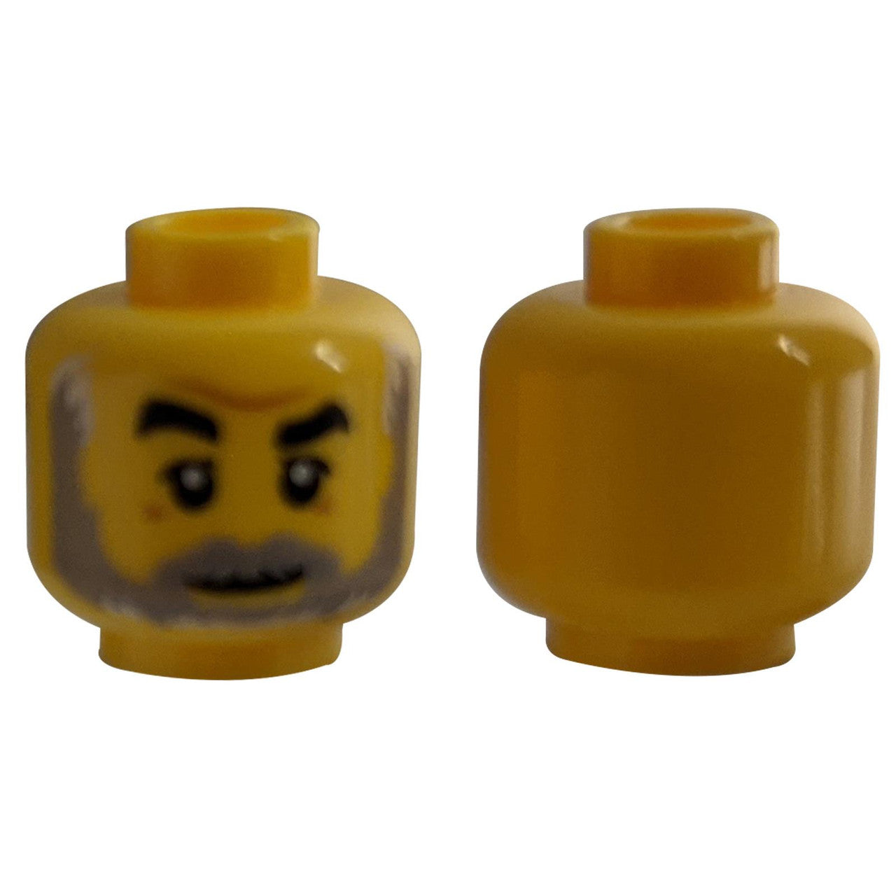 LEGO Minifigure Head with printed light bluish gray beard and crow's feet wrinkles around the eyes.