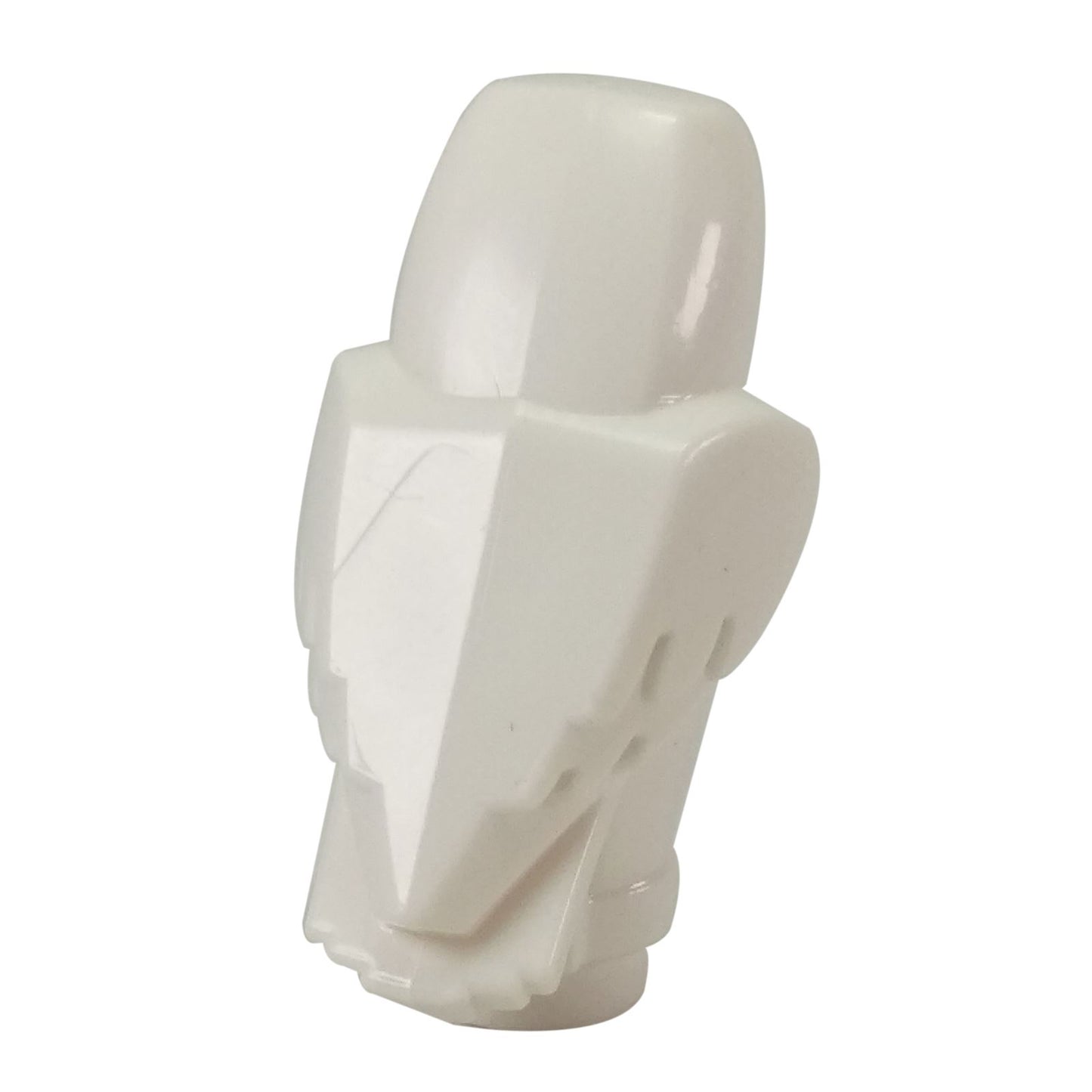 Rear view of the white LEGO Hedwig the Owl figure, showing the smooth, molded plastic surface and structural seams on the back of the piece.