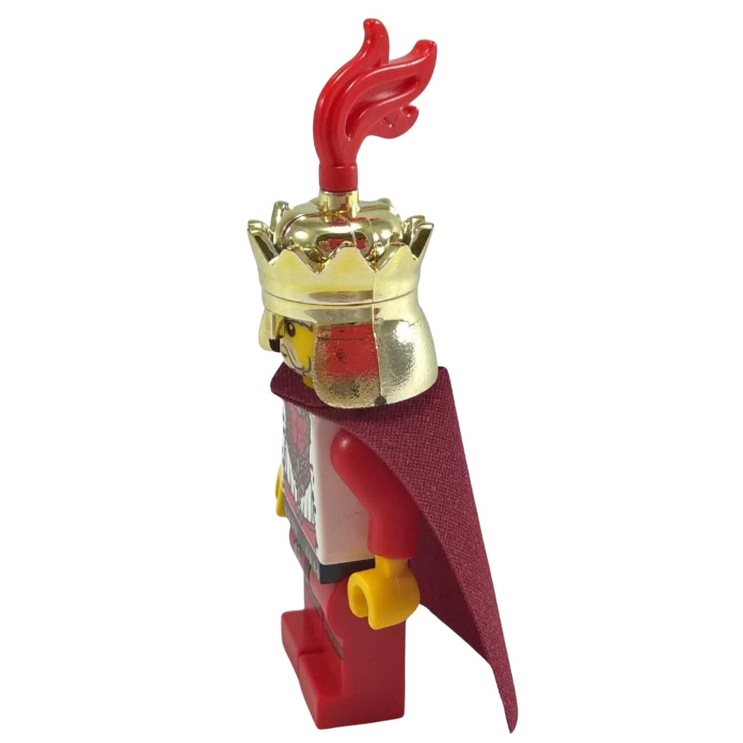 LEGO Kingdoms King minifigure cas511 with crown helmet and red cape, side profile
