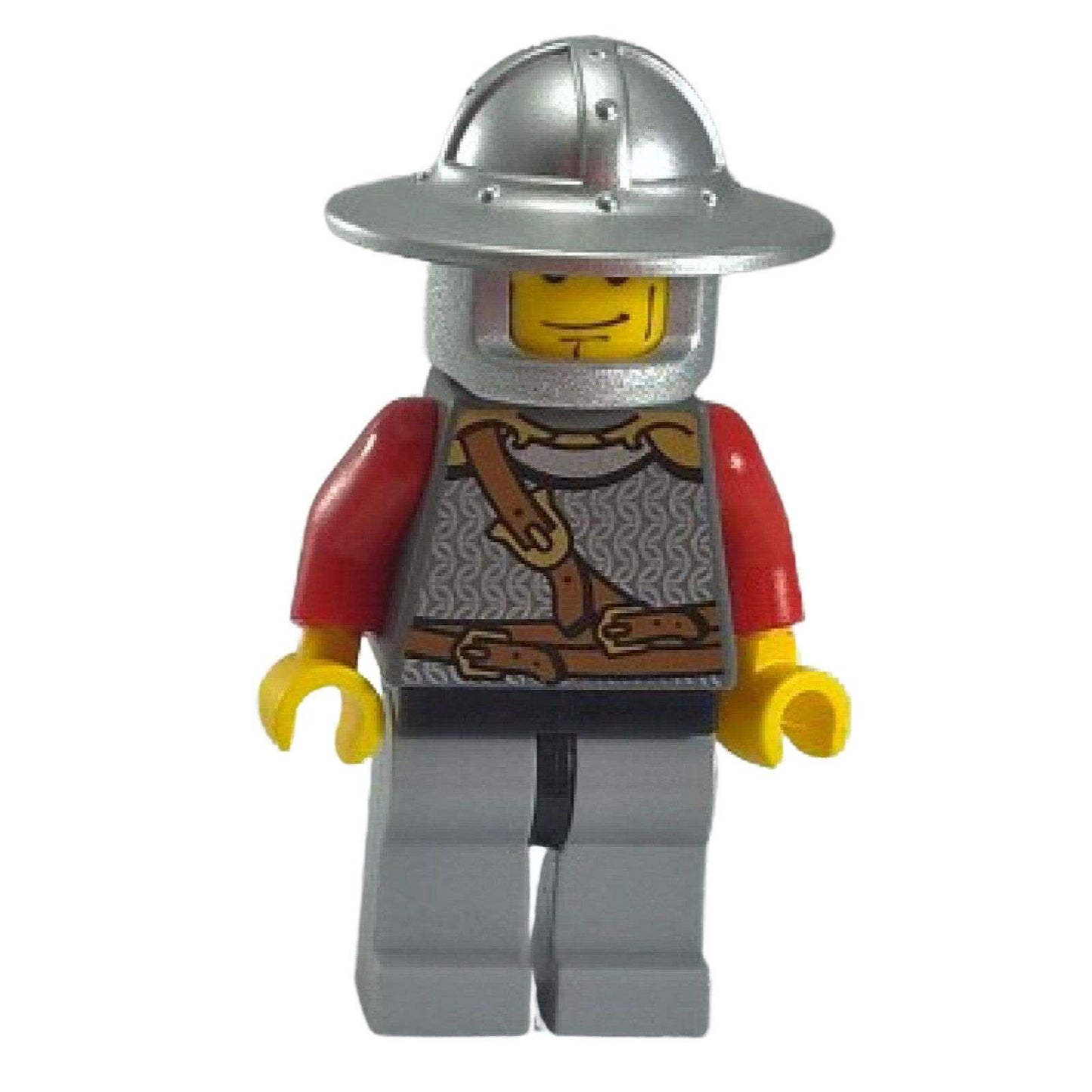 Minifigura LEGO Kingdoms Caballero León cas447 con cota de malla y casco de ala ancha de pie