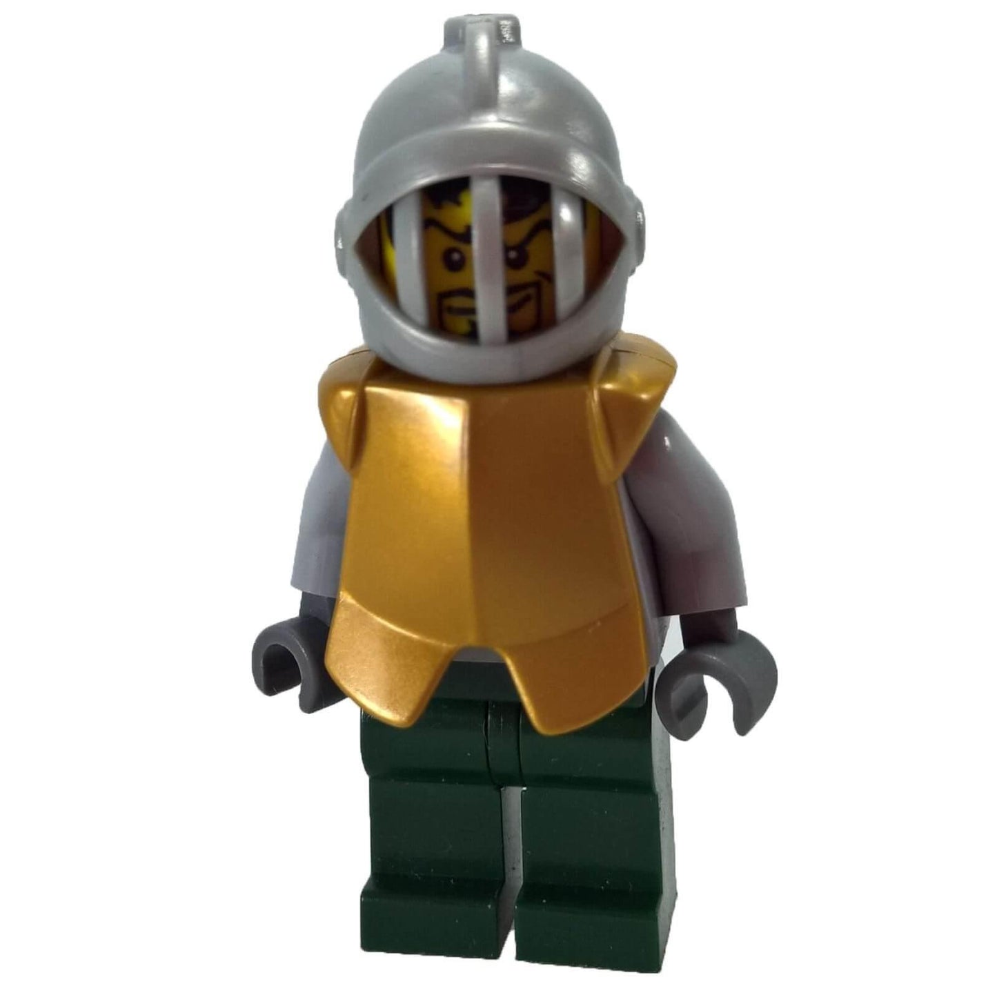 LEGO Knights Kingdom Hero Knight minifigure cas314 with gold armor and grille helmet
