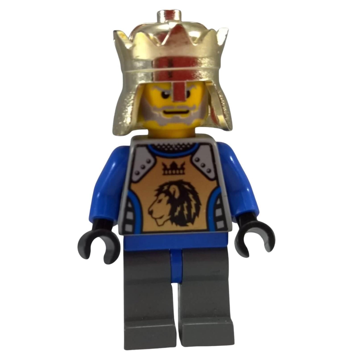 LEGO Knights Kingdom King Mathias minifigure cas258 with lion crest and crown helmet