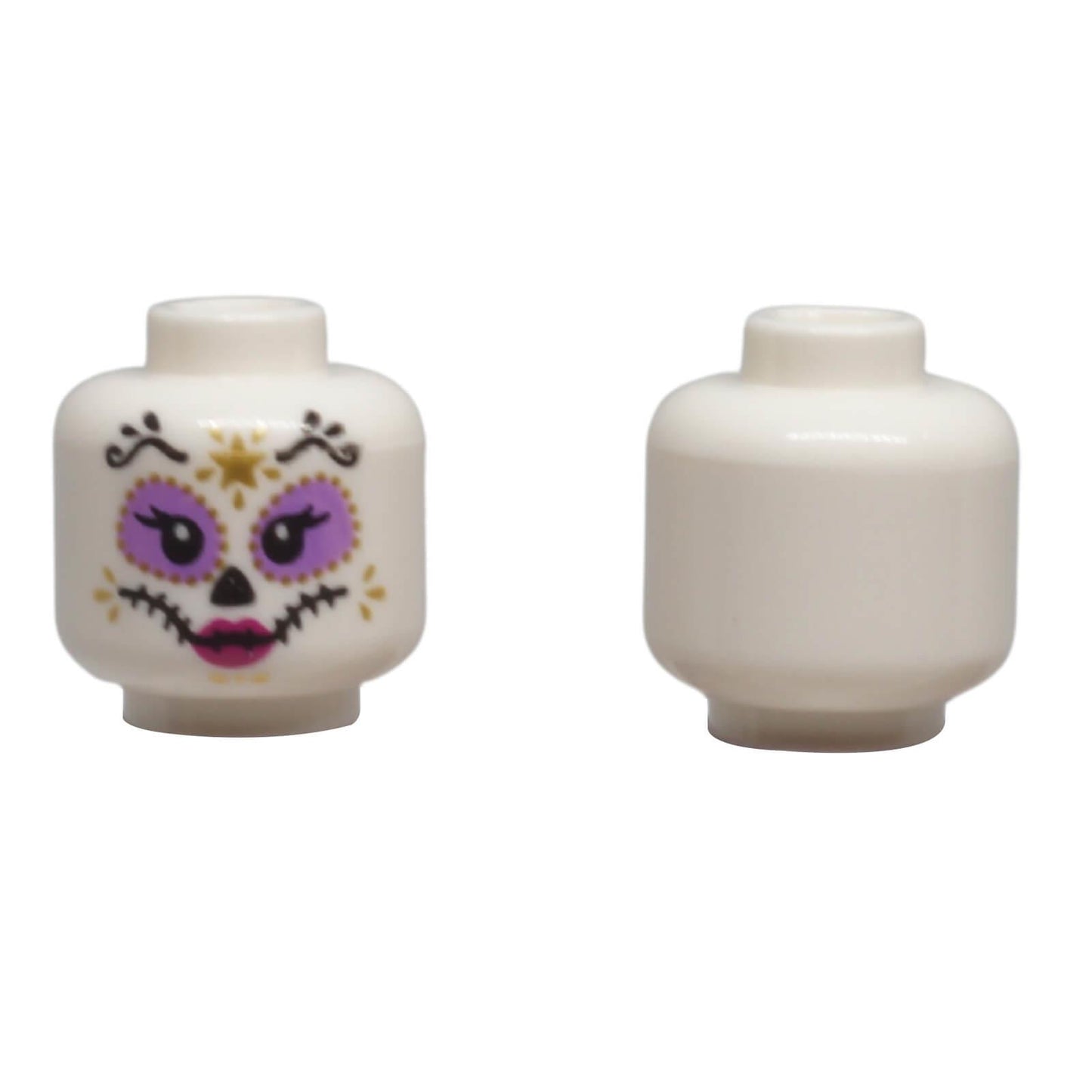 LEGO® La Catrina Female Minifigure Head 3626pb4001 with decorative skull face paint and gold star detail