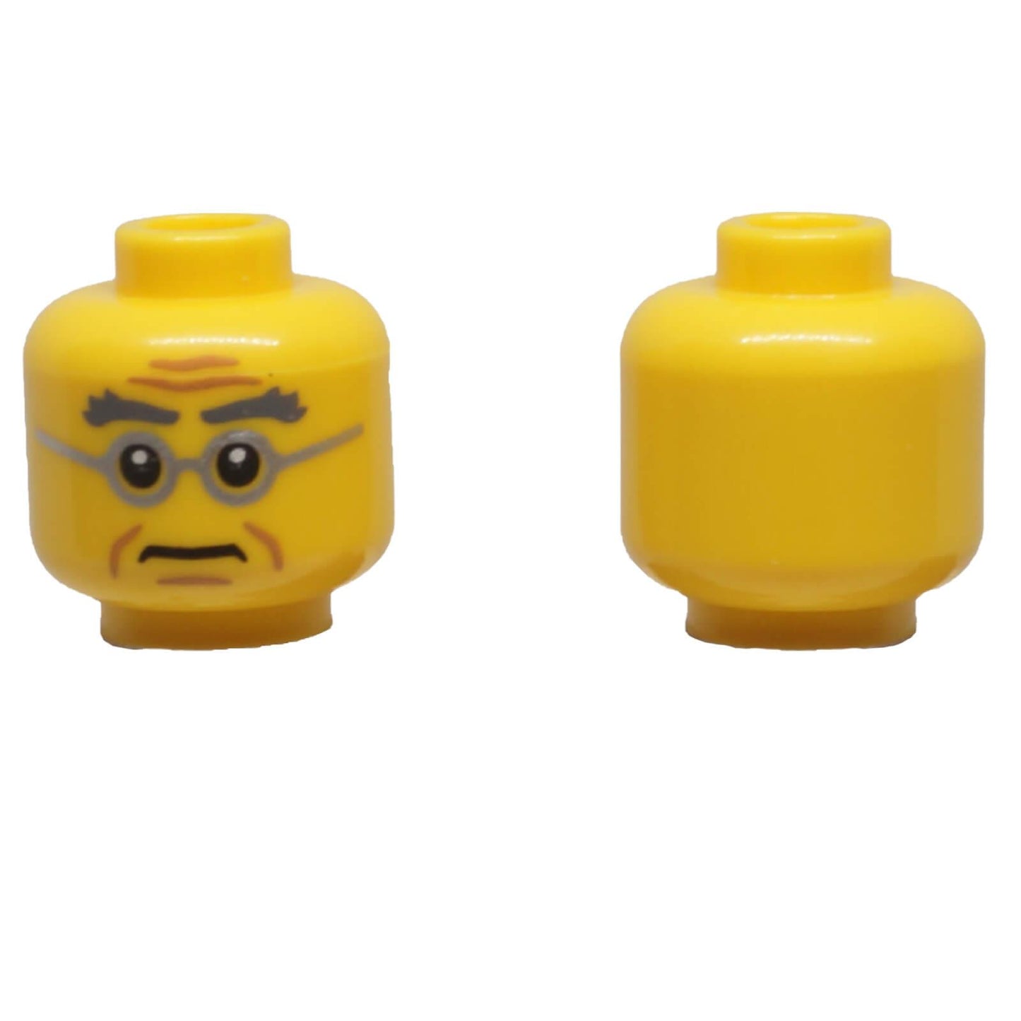 LEGO® male minifigure head 3626pb0839 with glasses, grey eyebrows and facial lines