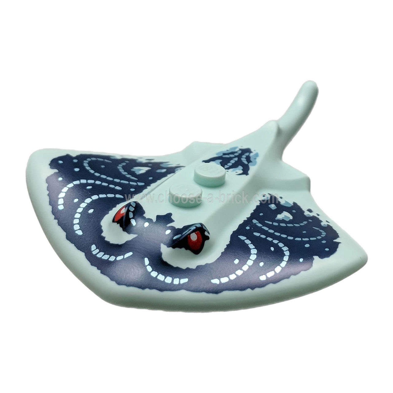 LEGO light aqua manta ray stingray red eyes silver pattern 67337pb02