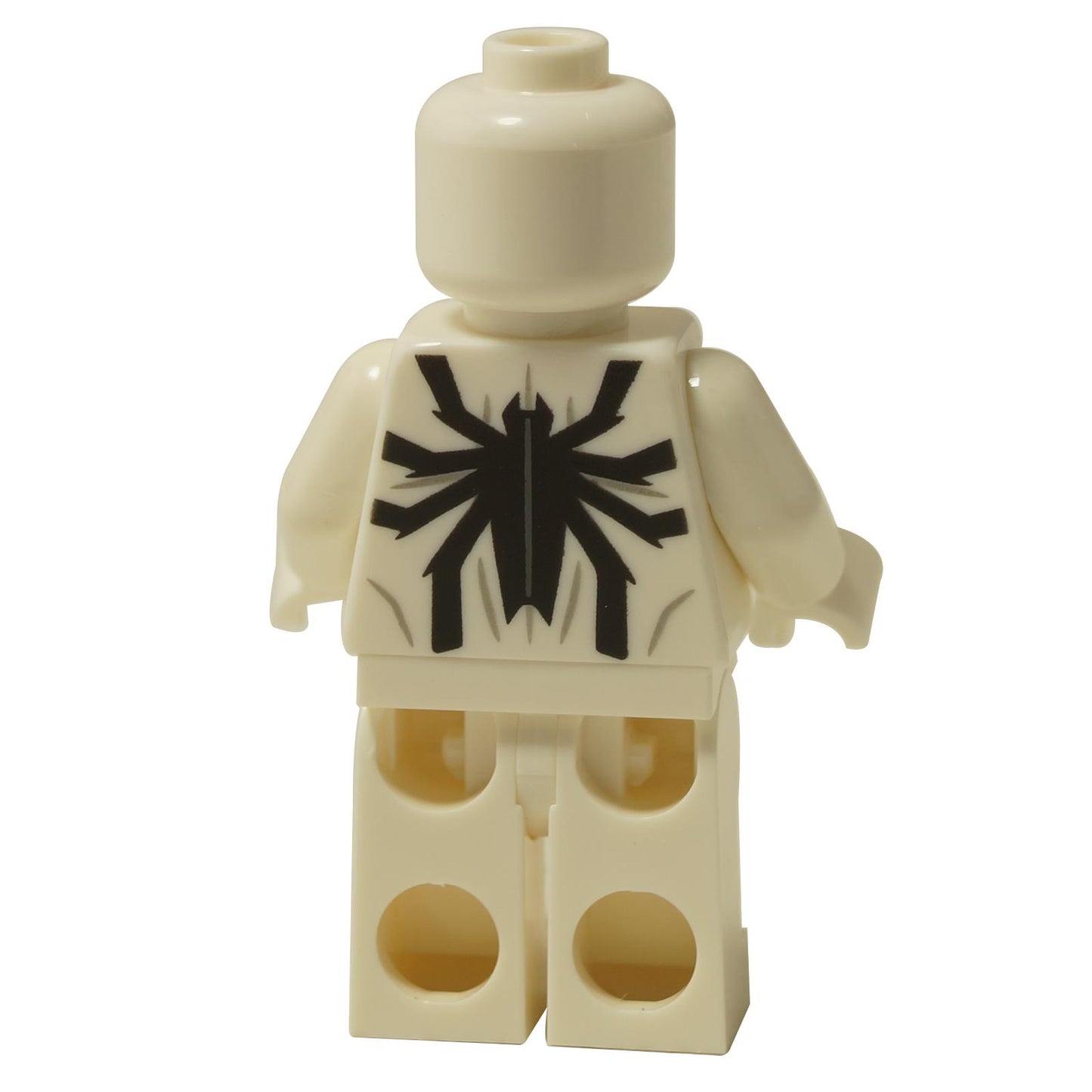 LEGO® Marvel Anti-Venom minifigure back view with black spider emblem on white torso