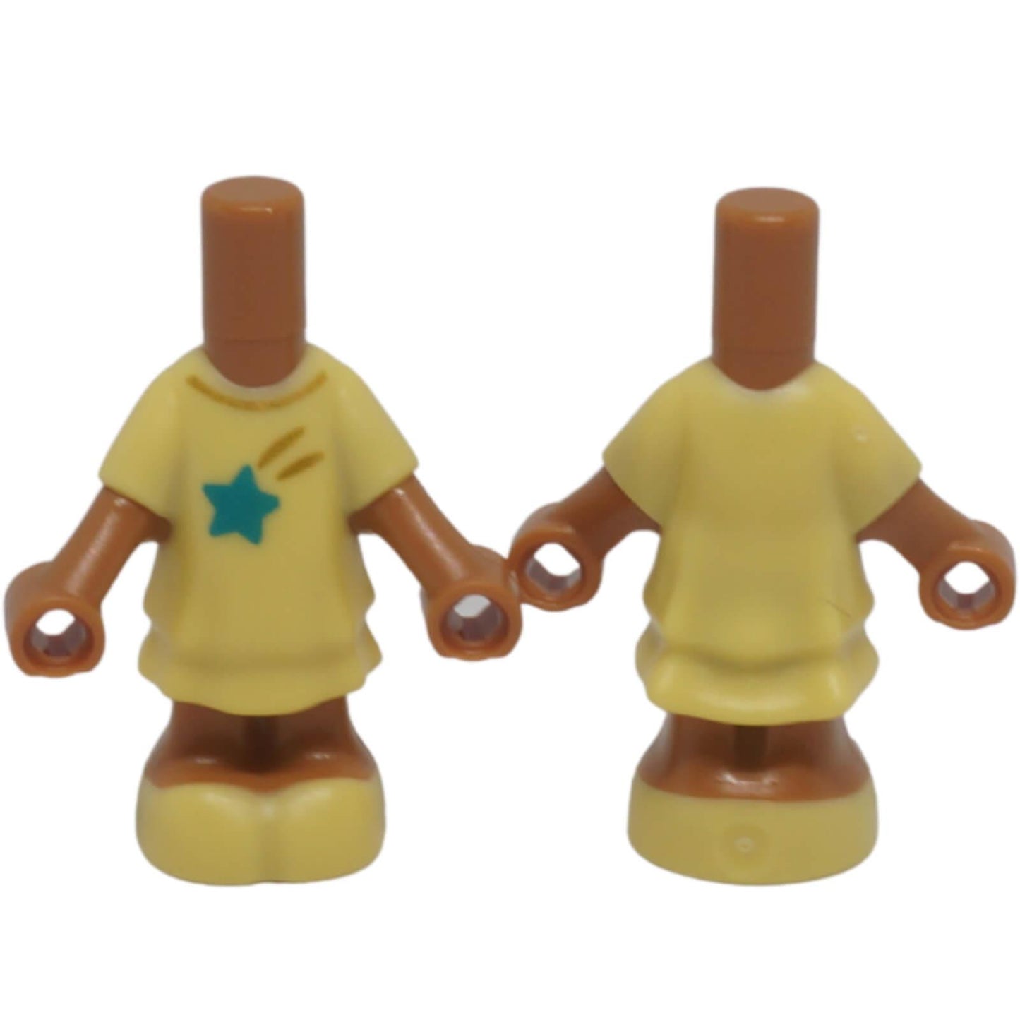 LEGO® micro doll body 69969pb02 with bright light yellow dress and dark turquoise star
