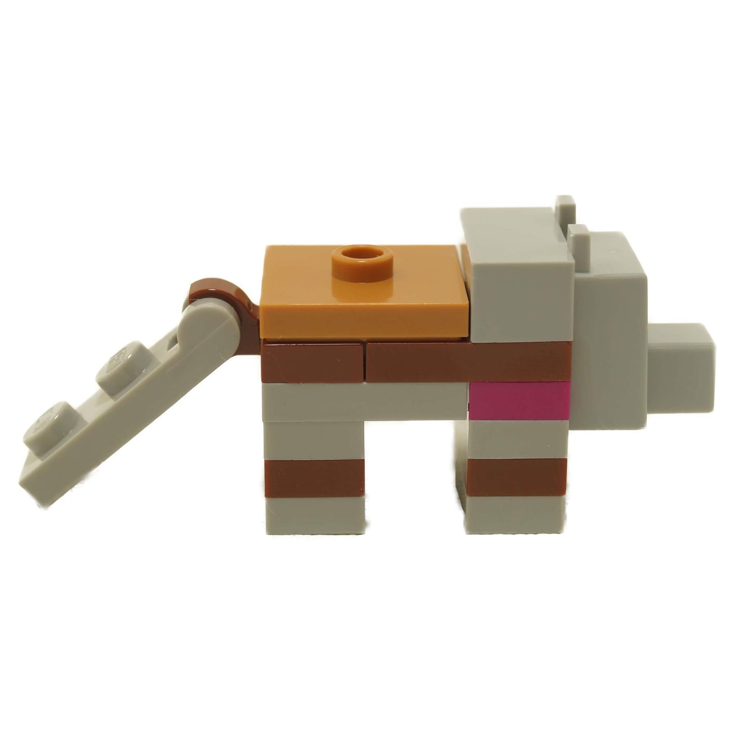 LEGO Minecraft armored tamed wolf animal figure angled view minewolf09