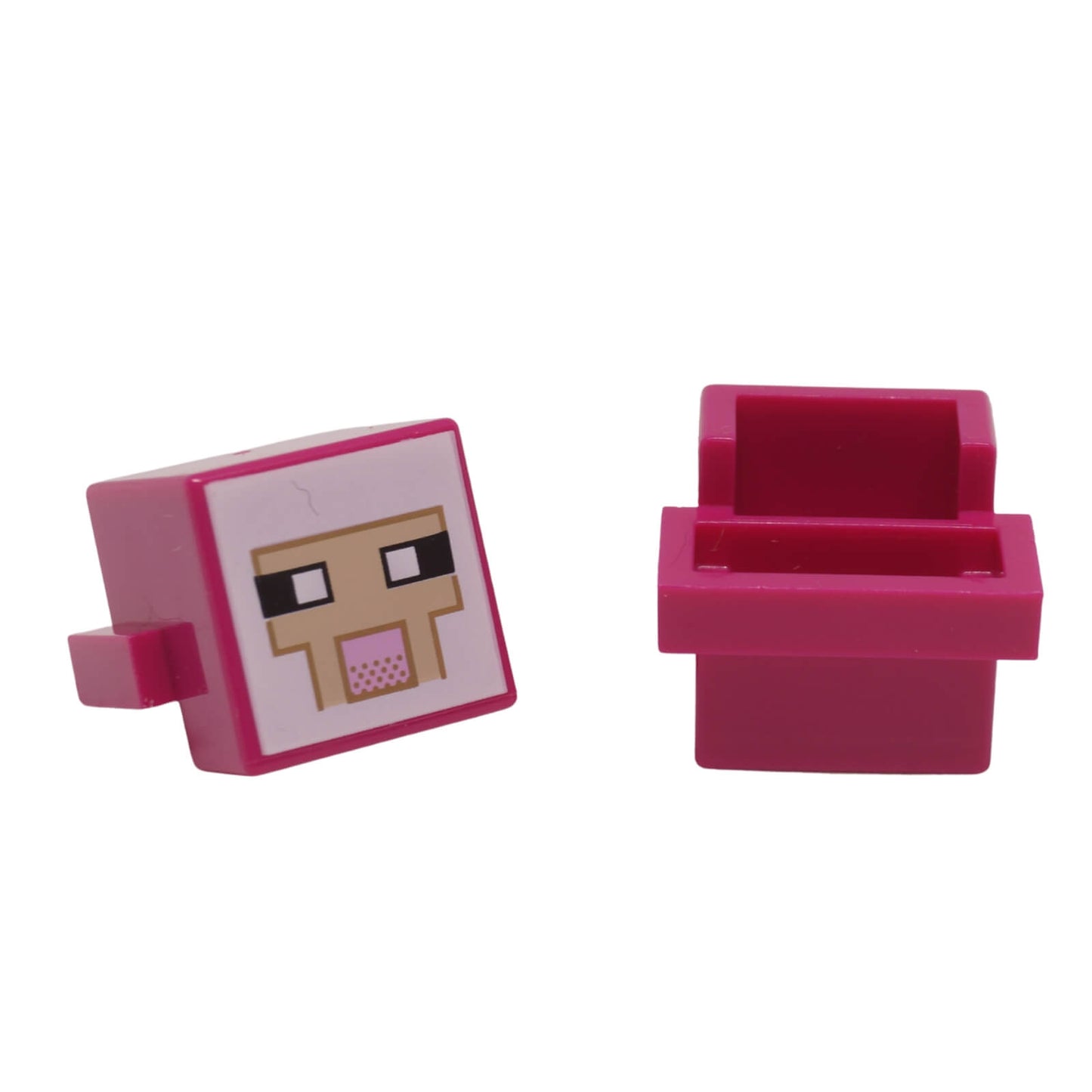 LEGO Minecraft Sheep Head 19727pb002 with printed pixelated face magenta