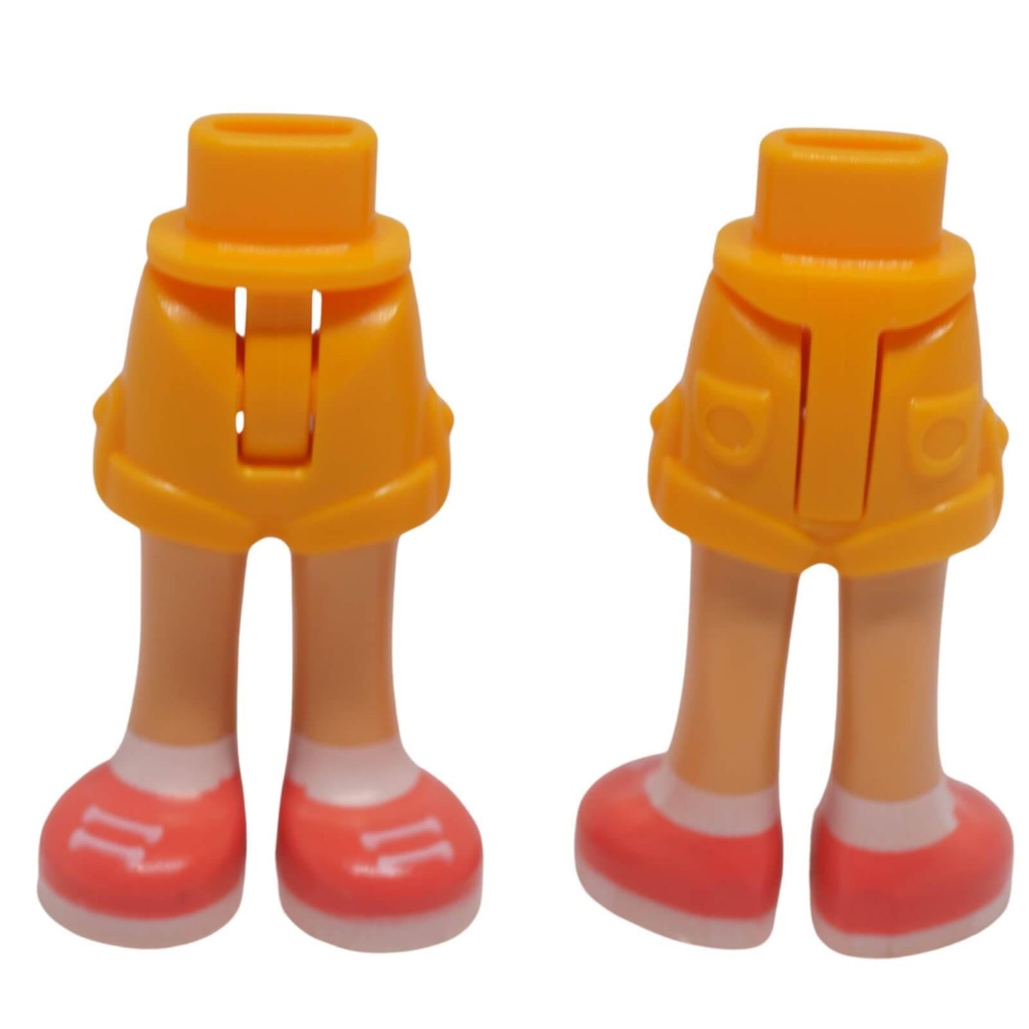 LEGO mini doll legs bright orange shorts coral shoes white laces