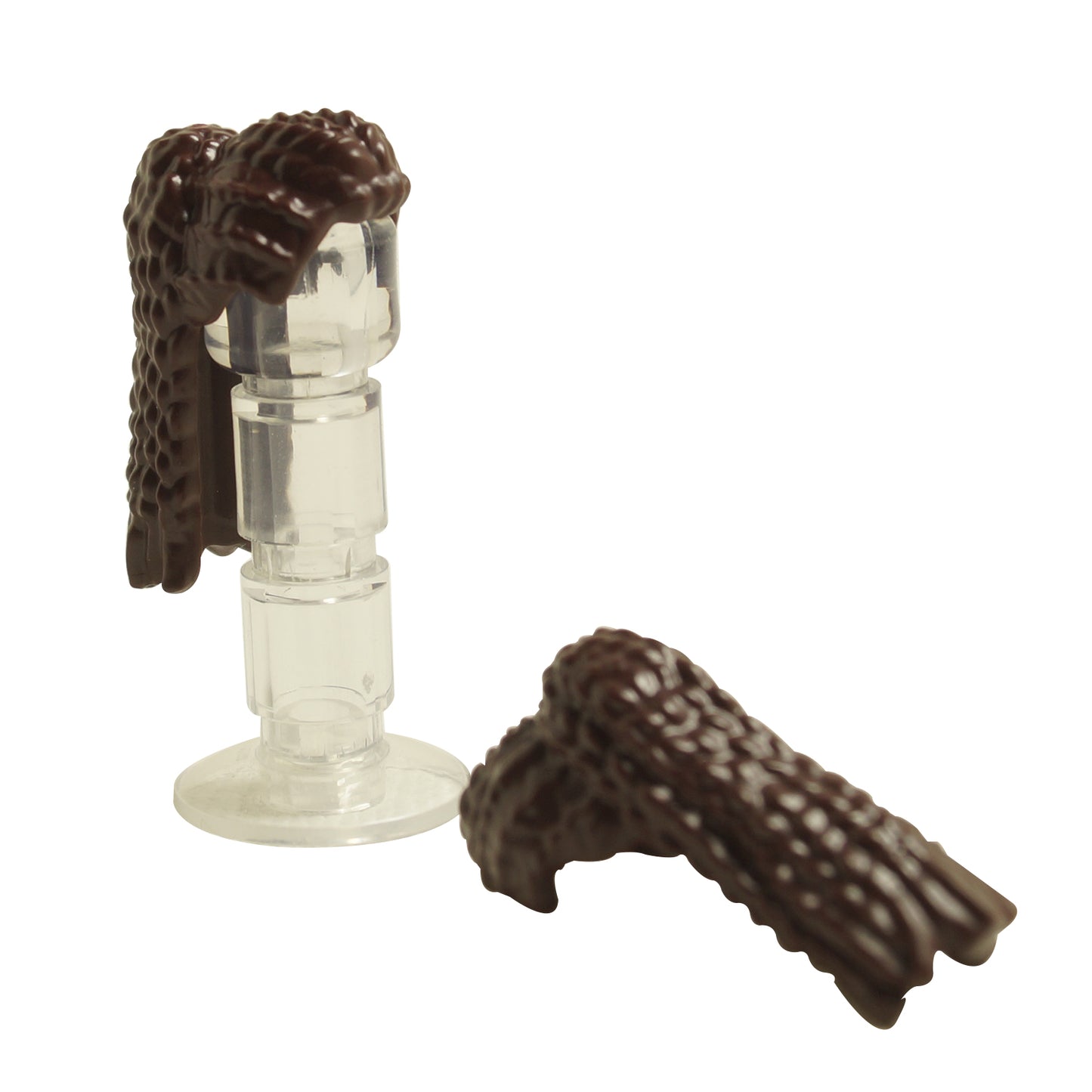 LEGO minifigure hair piece 83345 long braided ponytail detail, dark brown