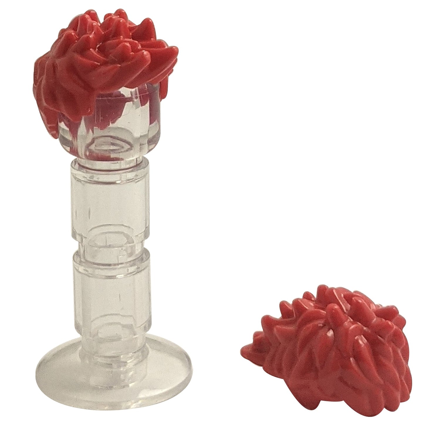 LEGO® minifigure hair with short spiked style, textured points for dynamic character looks, red color