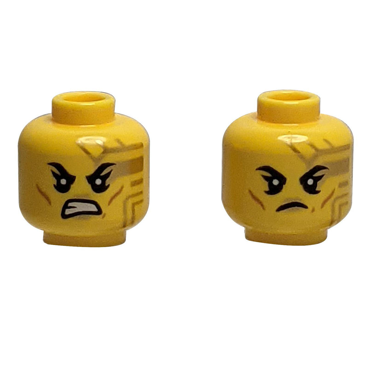 LEGO dual-sided minifigure head with gold circuitry print and two expressions 3626pb3388