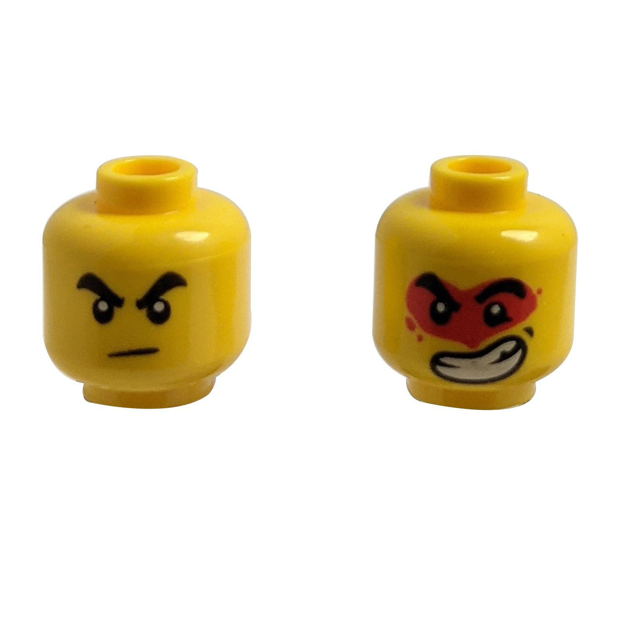 LEGO minifigure head dual face grin scowl paint detail 3626pb2643