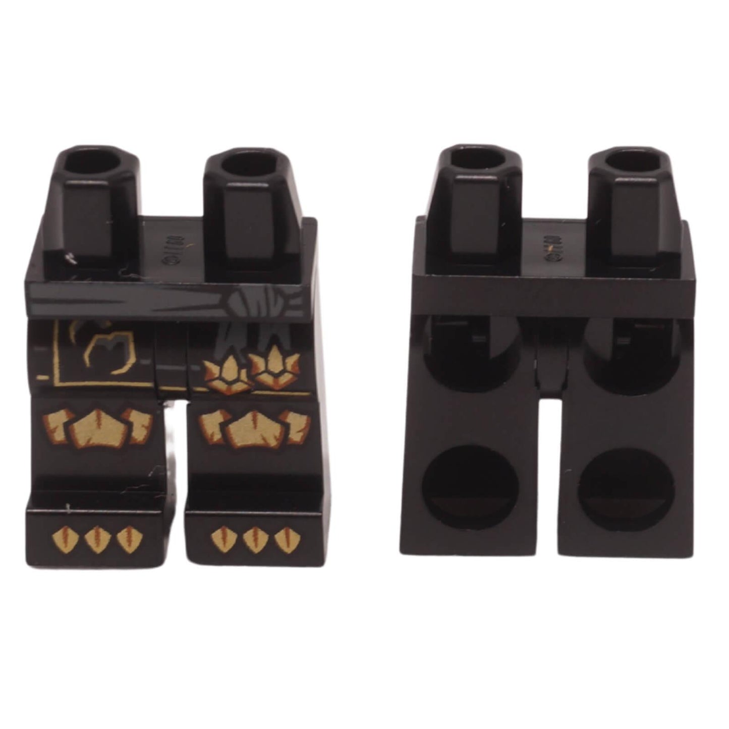 LEGO minifigure legs 970c00pb1887 black with gold print and sash detail