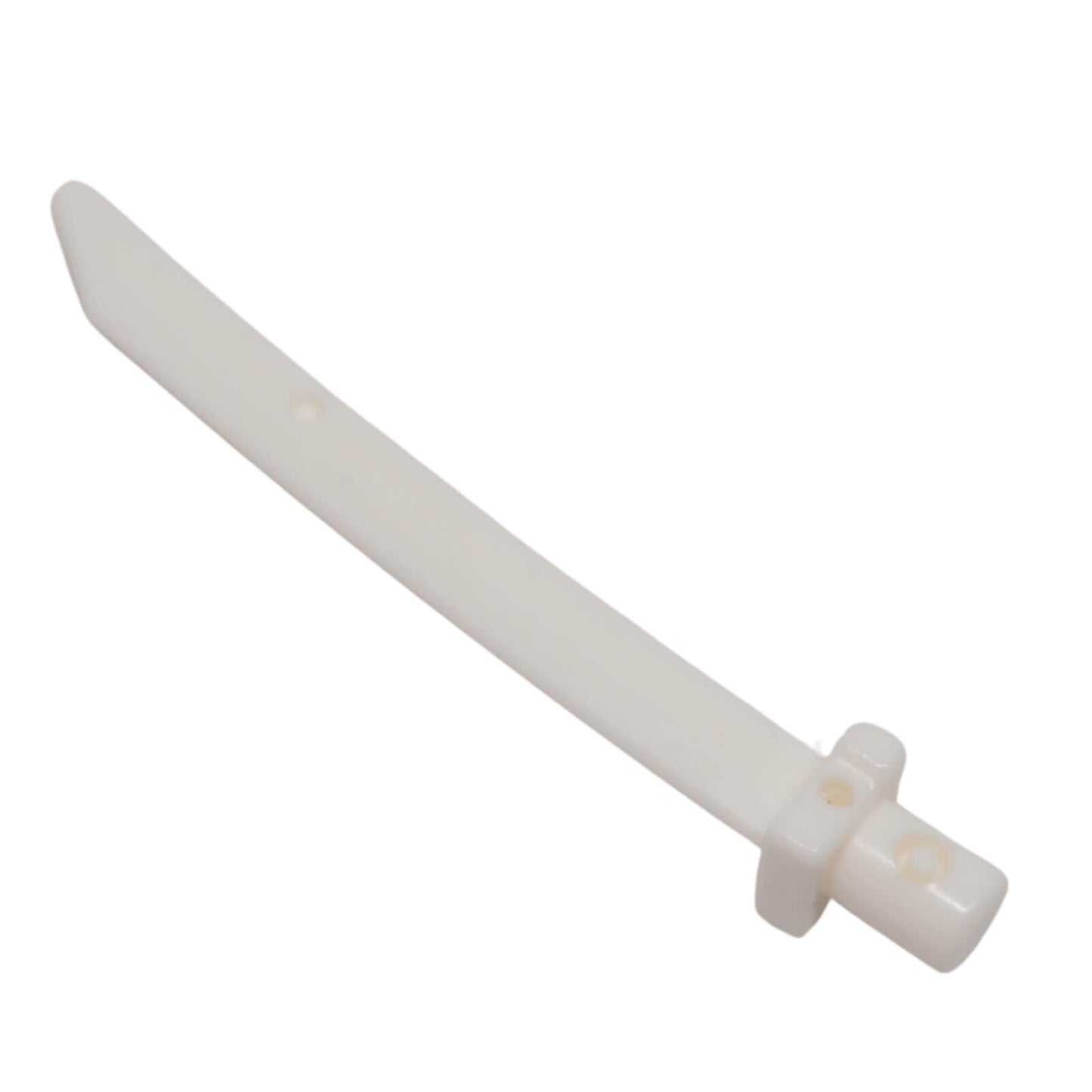 LEGO® minifigure sword blade with bar and square crossguard in white, fantasy-style weapon accessory.