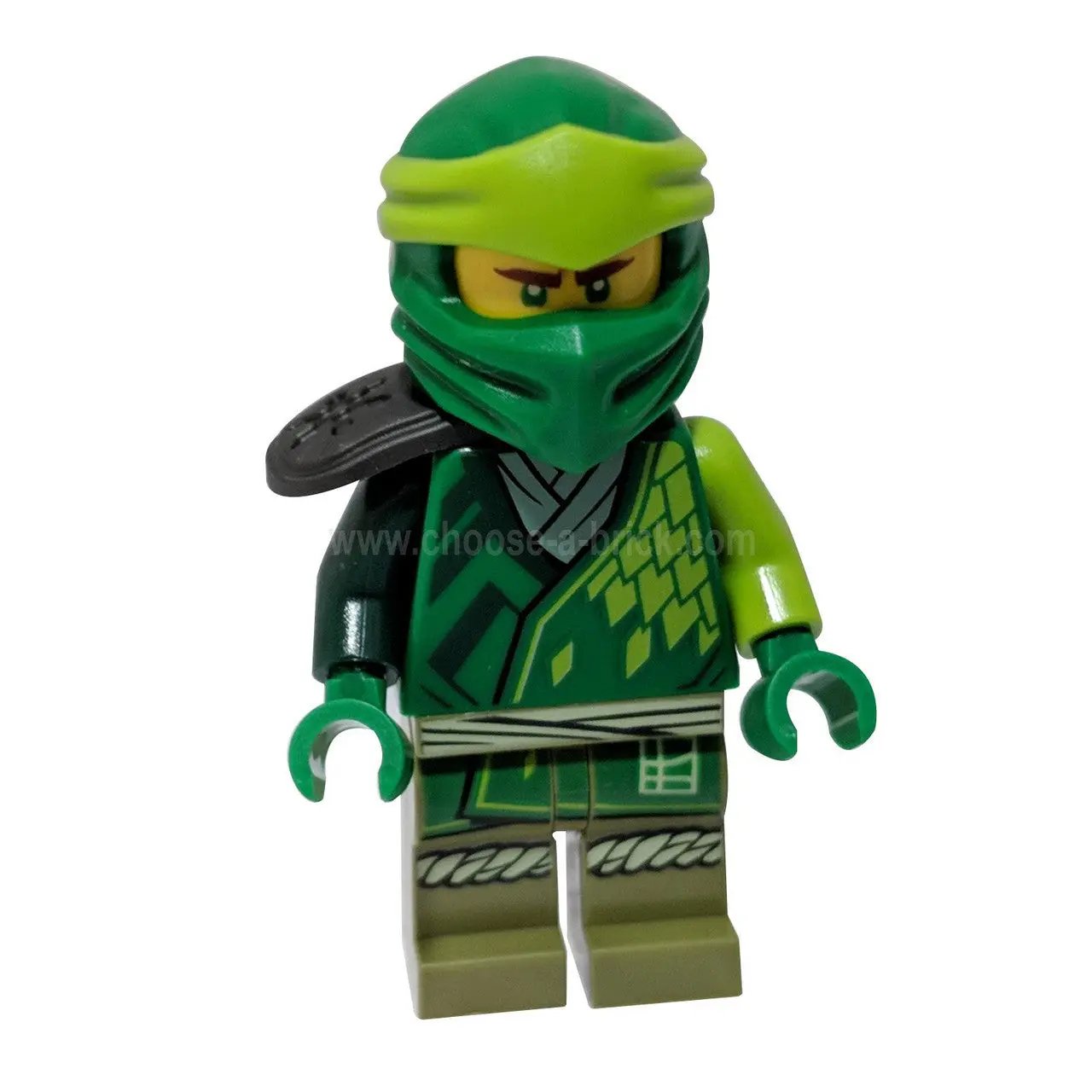 LEGO NINJAGO Lloyd Core Minifigur njo0727 grüner Ninja-Anzug mit schwarzem Schulterpolster Vorderansicht