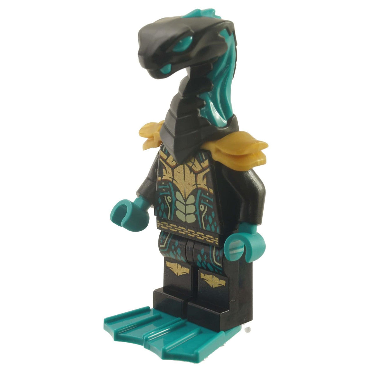 Ninjago Maaray Guard minifigure (njo696) from the Seabound season, shown with its aquatic headpiece and armor