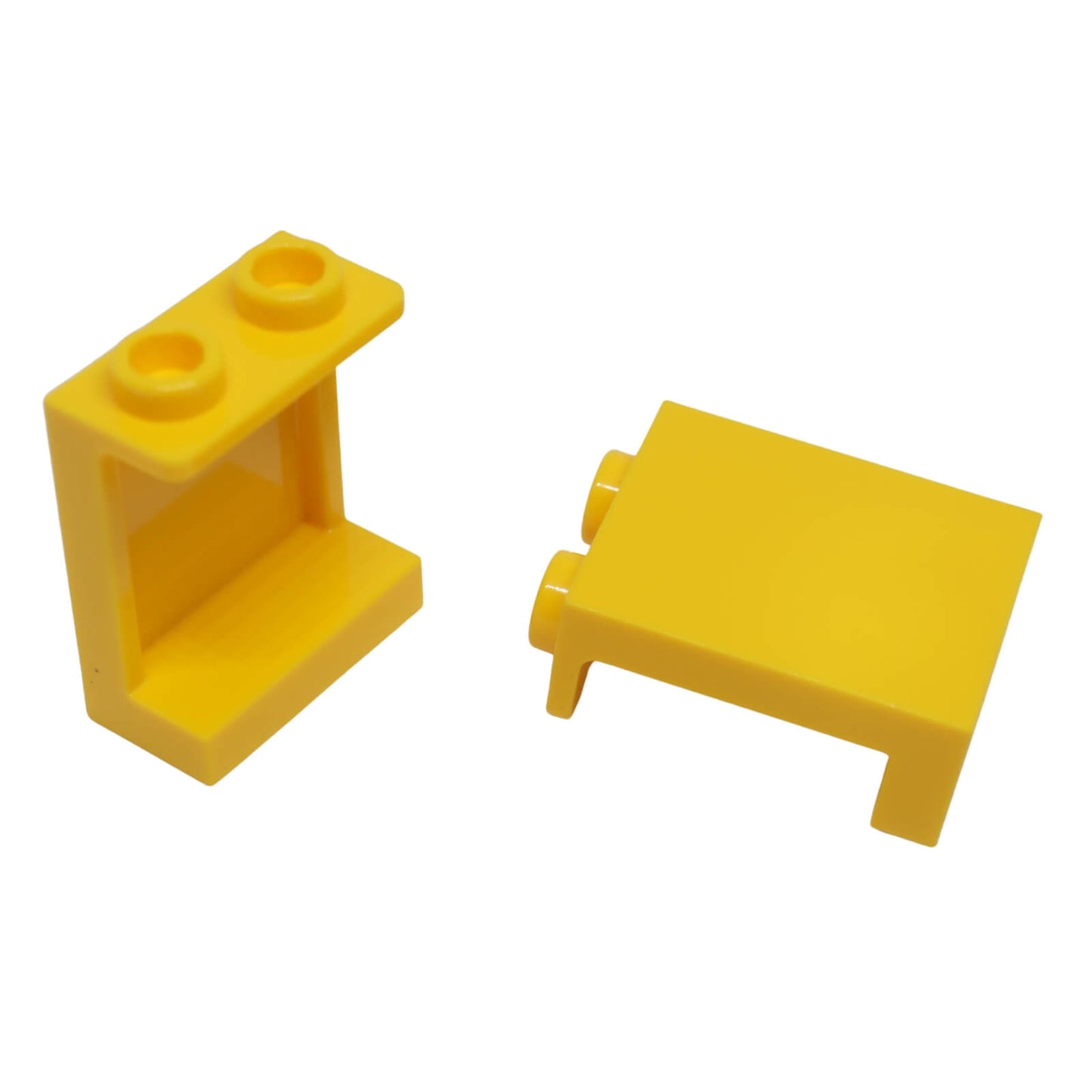 LEGO® panel 1 x 2 x 2 with side supports and hollow studs, smooth vertical surface for clean walls and structural detailing, yellow color