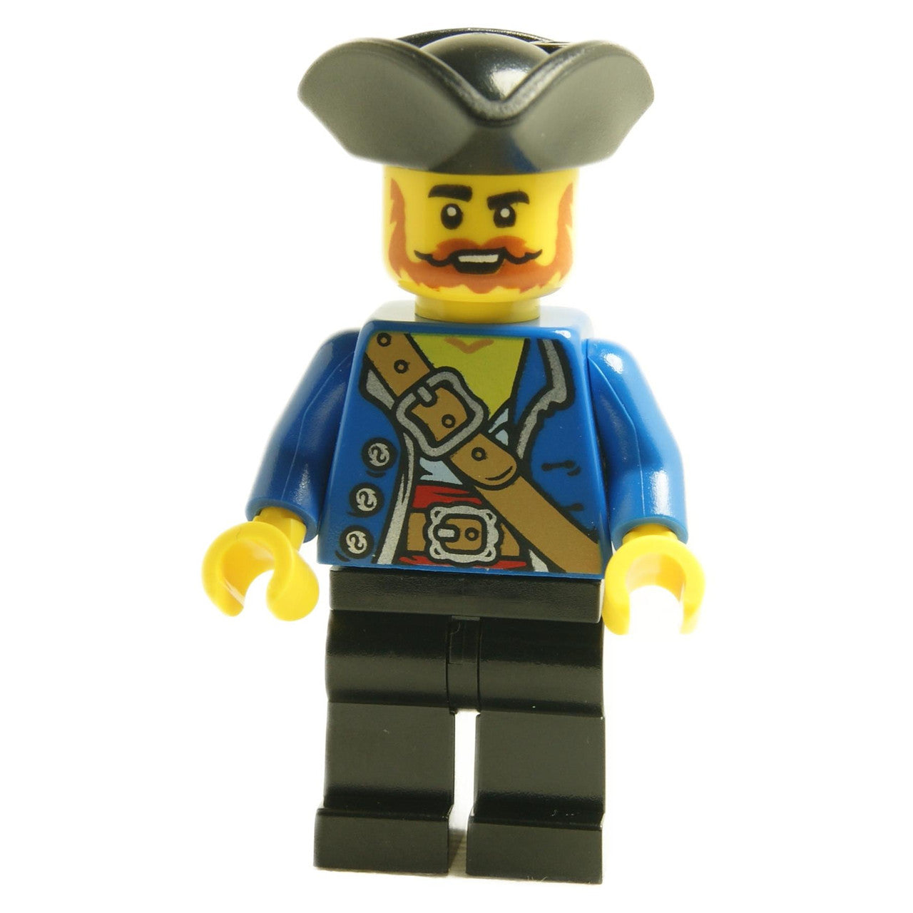 LEGO Pirate Minifigure with Black Tricorne Hat Red Beard and Blue Torso pi197