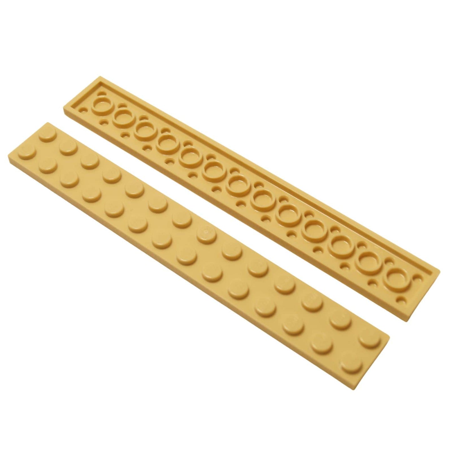 LEGO® plate 2 x 14 straight piece, long flat element for structural support and extended builds, tan color