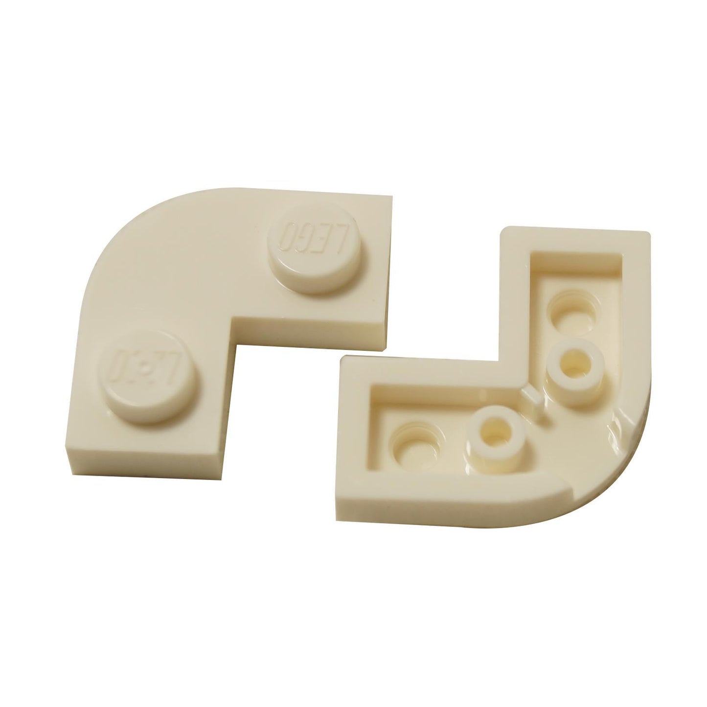 LEGO® plate 2x2 round corner with 1x1 cutout in white, modified corner plate for detailed builds and shaping