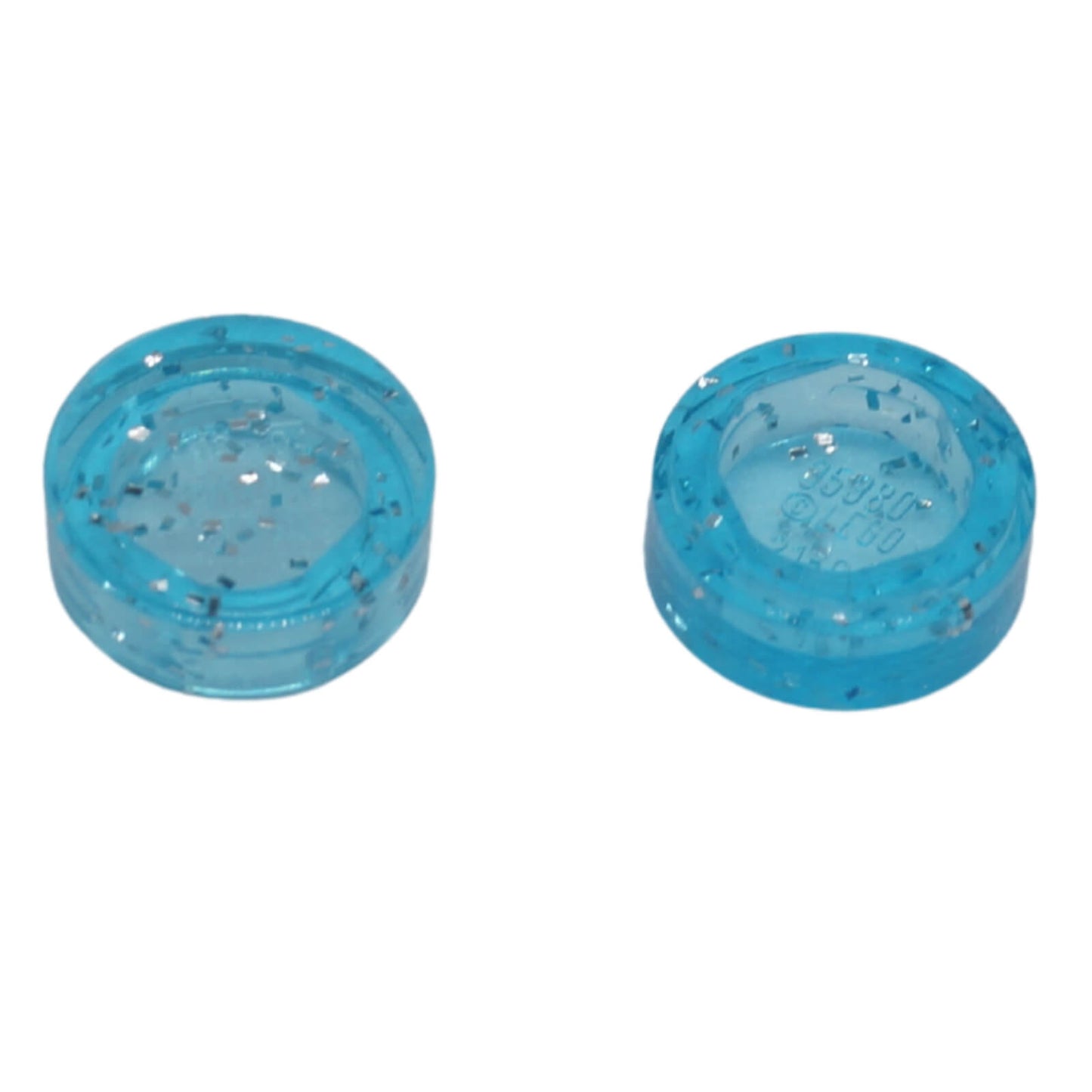 LEGO round tile 1x1 part 98138 smooth studless element, glitter tran-light blue