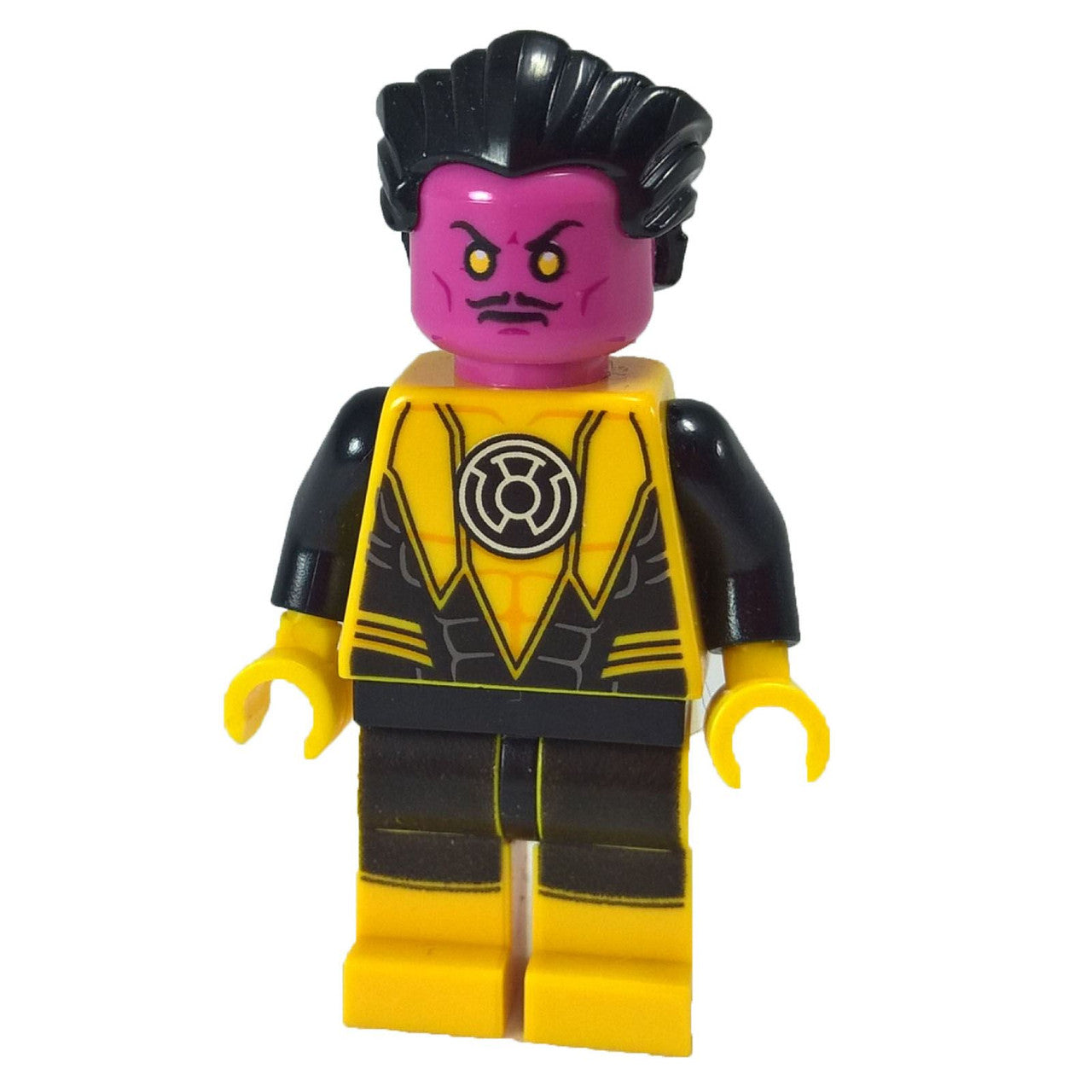 Buy LEGO® Sinestro minifigure sh0144 from Green Lantern vs. Sinestro set 76025. Yellow and black suit design.