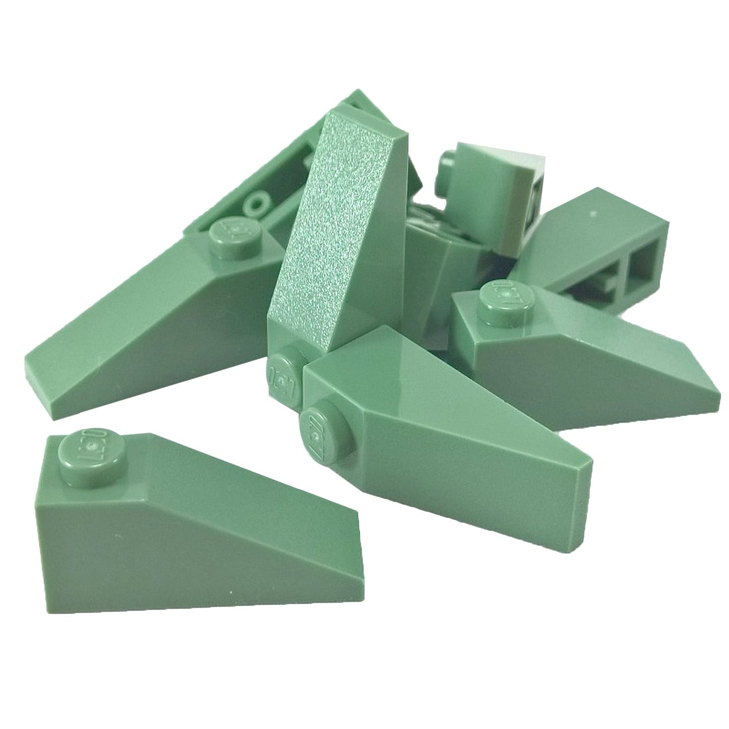 LEGO® Slope 33 3 x 1 in sand green, a narrow angled slope piece used for rooflines and smooth transitions.