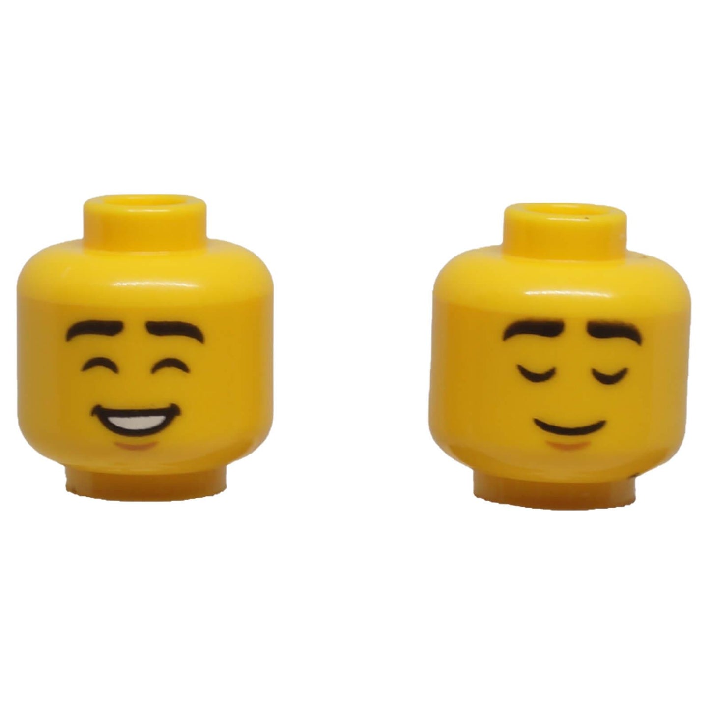LEGO smiling dual-sided minifigure head 3626pb3751 with happy smile and peaceful closed-eye expression